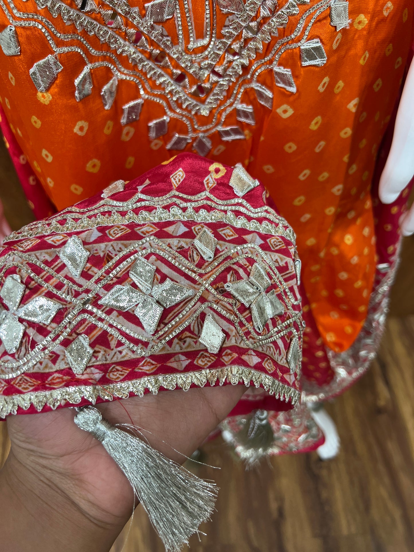 ORANGE PURE CREPE EMBROIDERED KAFTAN