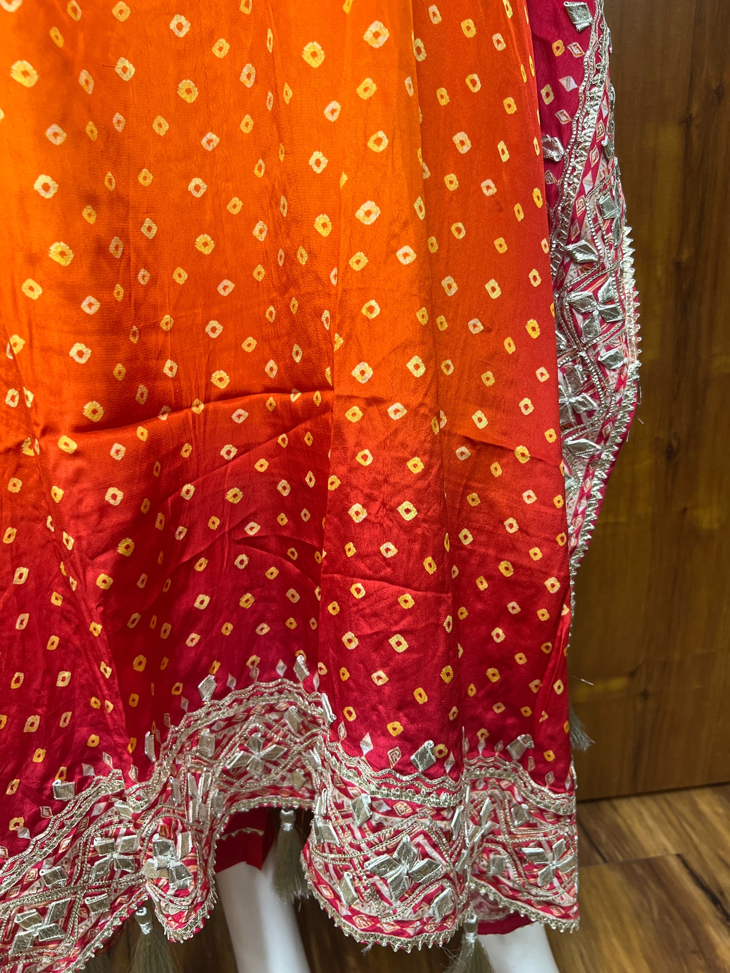ORANGE PURE CREPE EMBROIDERED KAFTAN