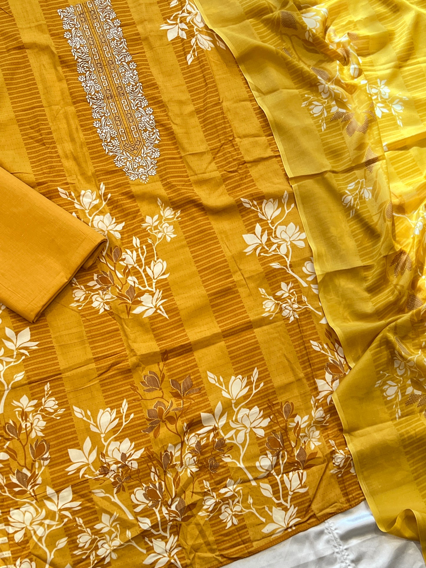 MUSTARD AVATARA COTTON EMBROIDERY SUIT