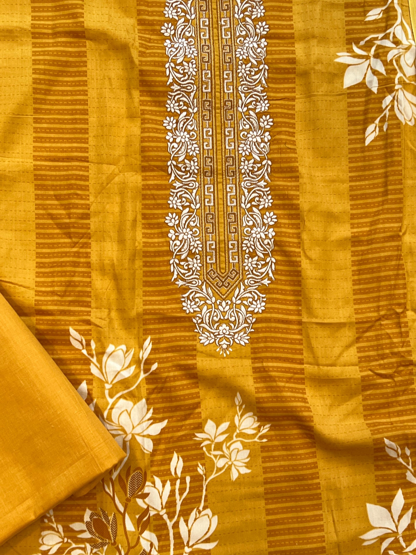 MUSTARD AVATARA COTTON EMBROIDERY SUIT