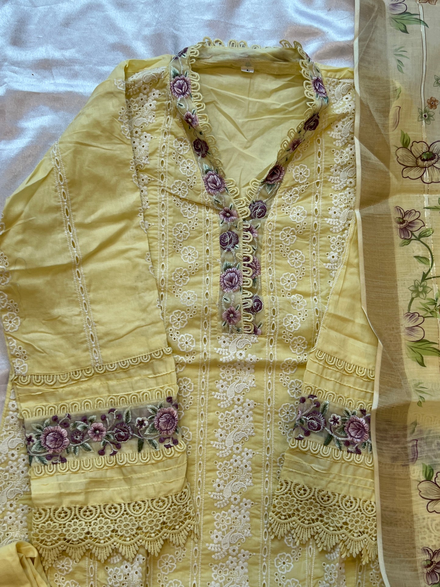 RAHI YELLOW PURE COTTON EMBROIDERY SUIT 13