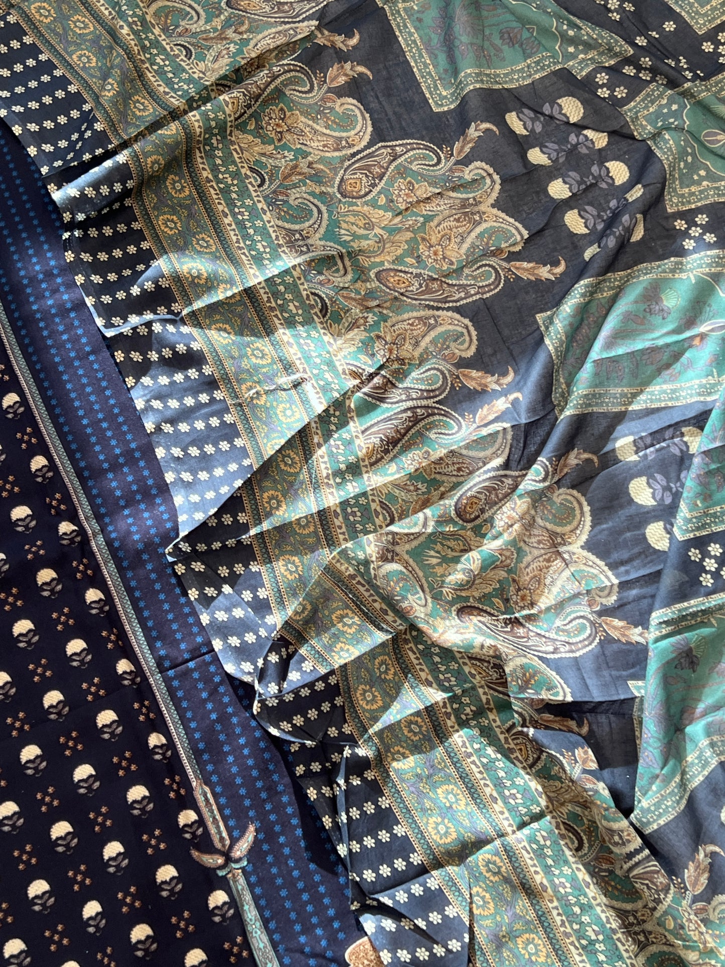 NAVY BLUE PAISLEY PURE COTTON EMBROIDERY SUIT