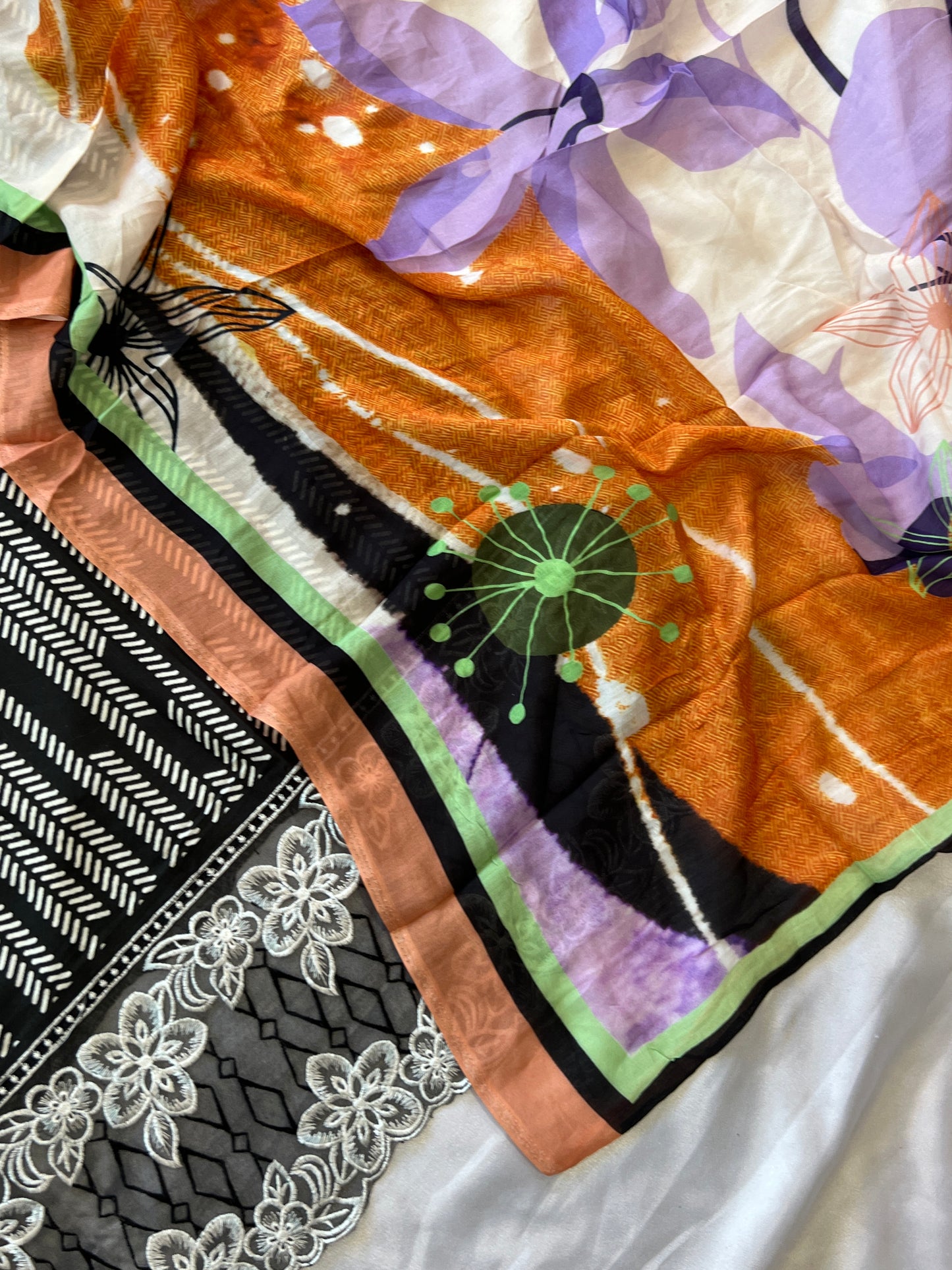 BLACK MAHAM SOFT COTTON EMBROIDER SUIT