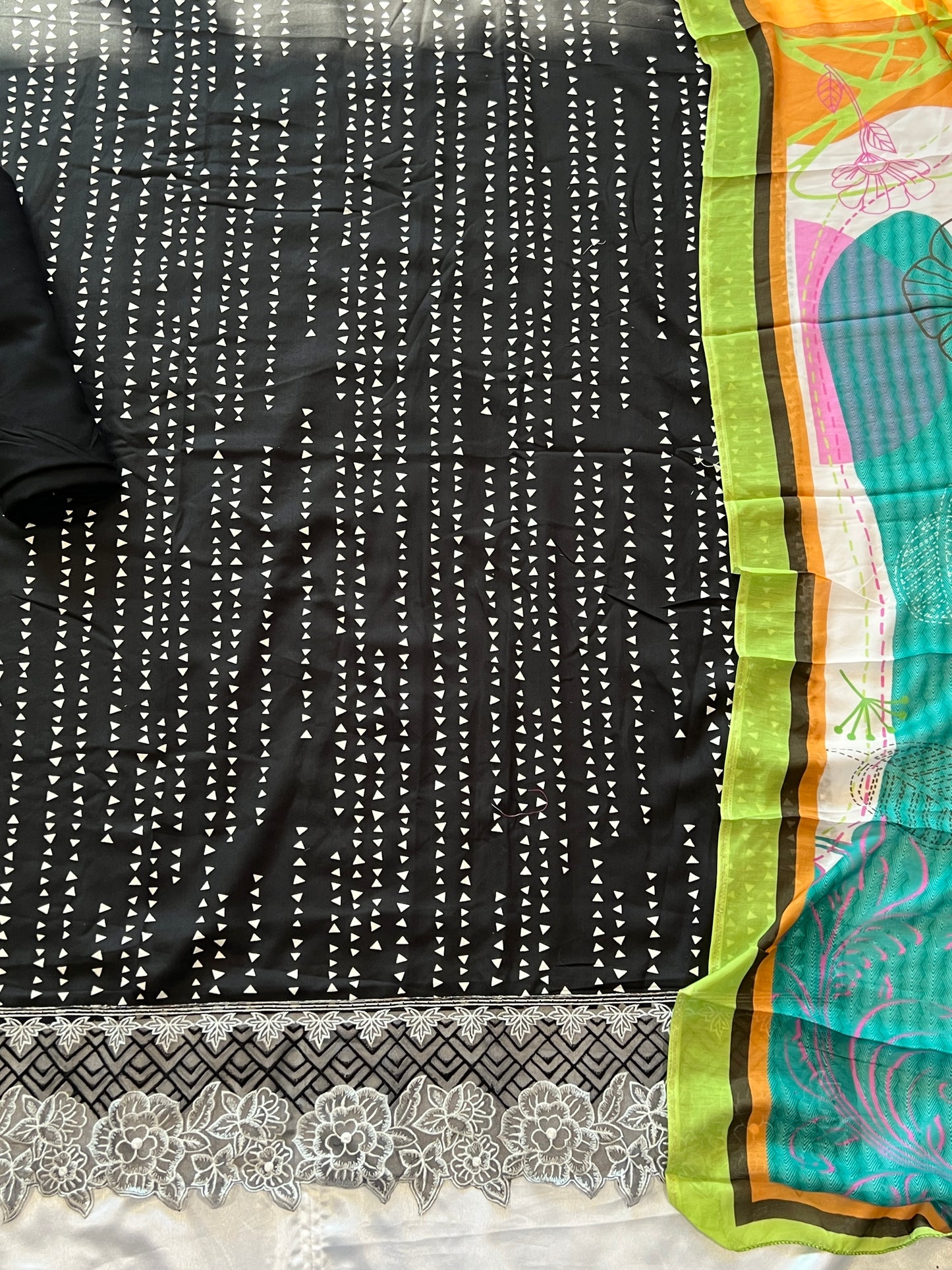 BLACK MAHAM SOFT COTTON EMBROIDER SUIT