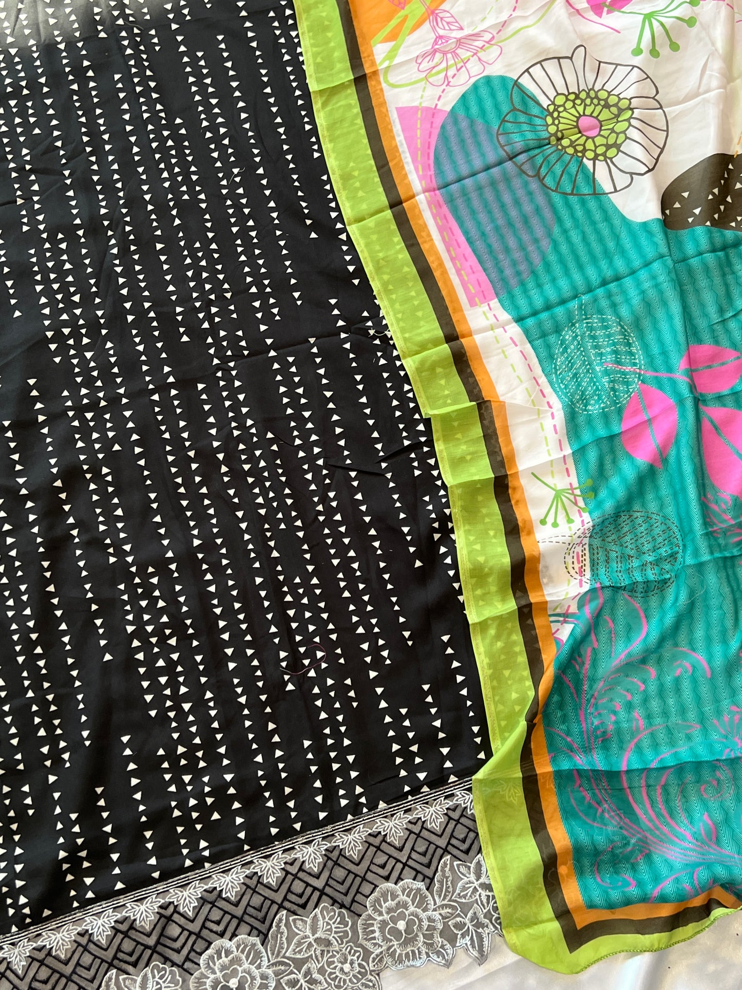 BLACK MAHAM SOFT COTTON EMBROIDER SUIT Q