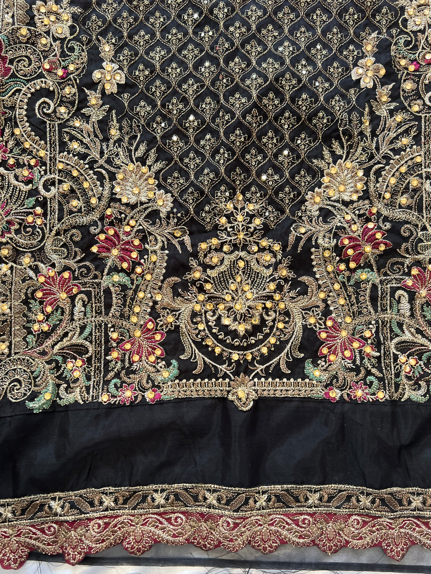 ZUFI BLACK ORGANZA EMBROIDERY SUIT