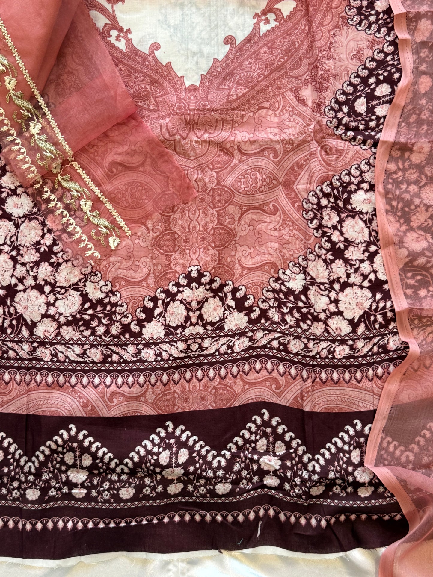 HARSHA PEACH COTTON PATCH SUIT