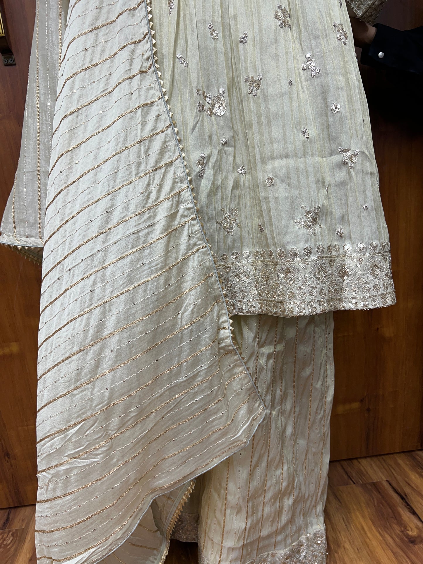 ZARA OFF WHITE FROK AND PALZO READYMADE SUIT