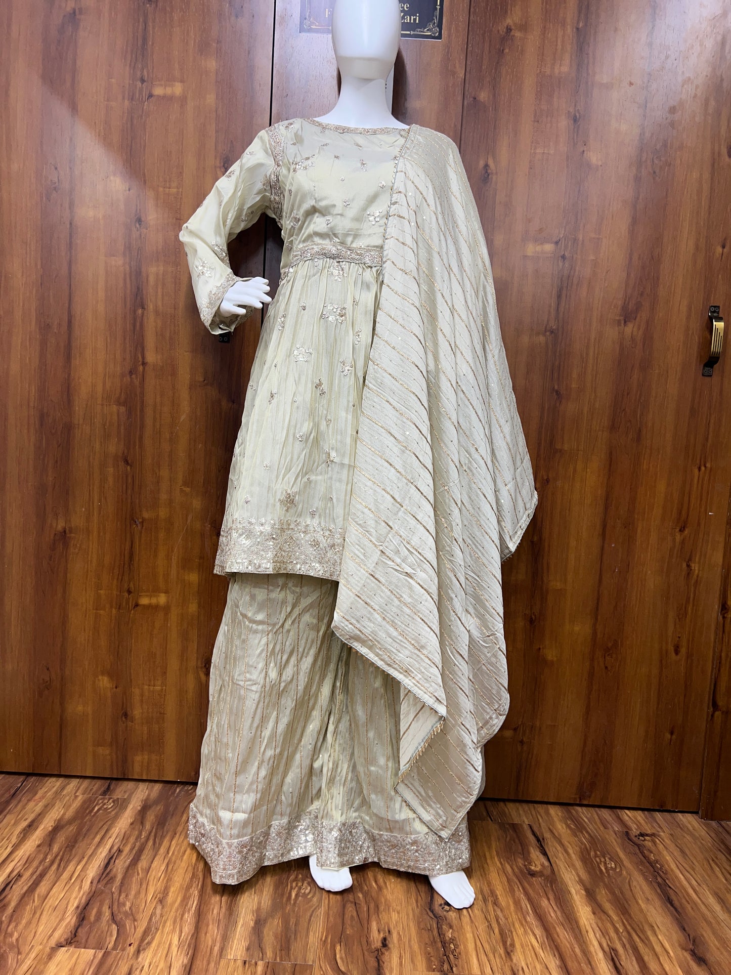 ZARA OFF WHITE FROK AND PALZO READYMADE SUIT