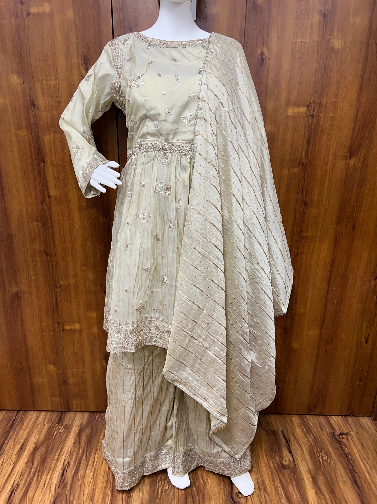 ZARA OFF WHITE FROK AND PALZO READYMADE SUIT