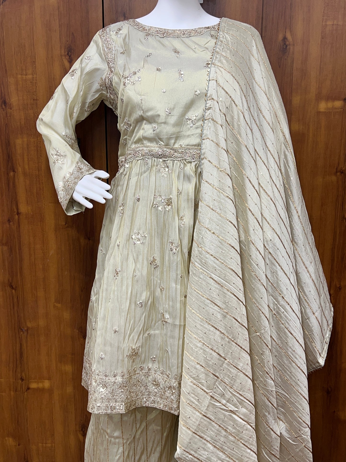 ZARA OFF WHITE FROK AND PALZO READYMADE SUIT