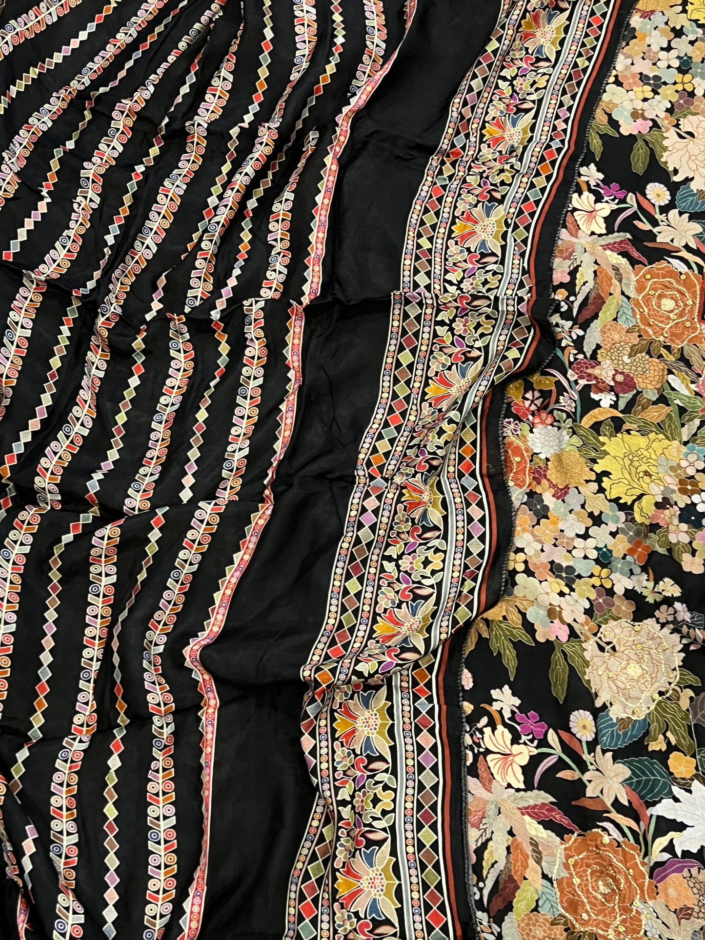 BLACK MUSLIN EMBROIDERY SUIT 234 Q