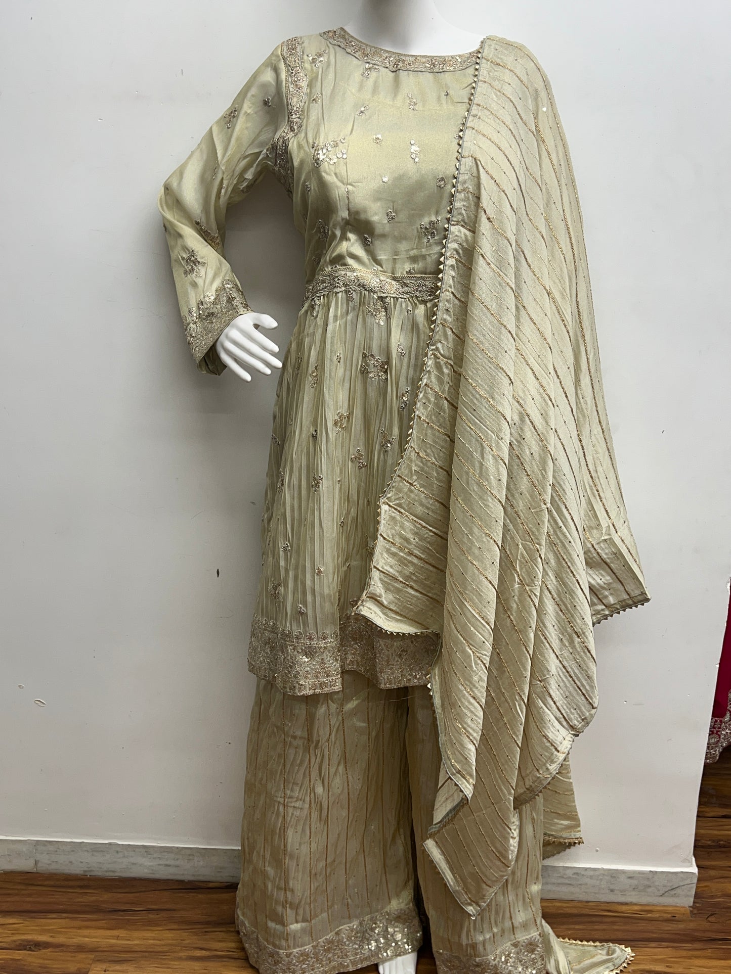 ZARA OFF WHITE FROK AND PALZO READYMADE SUIT