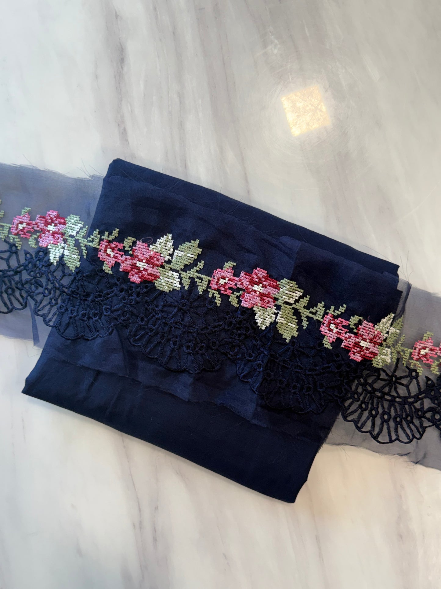 HANIA BLUE COTTON PATCH SUIT Q