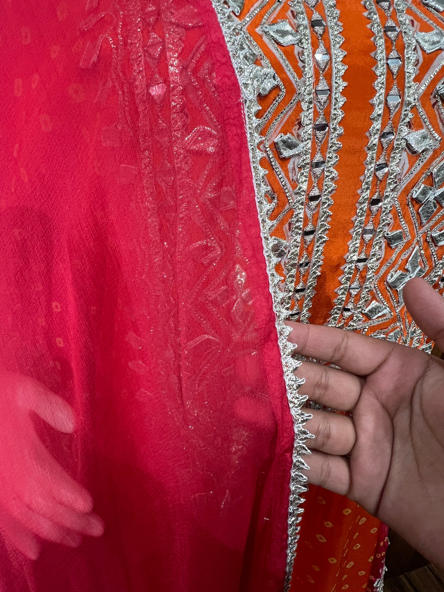 ORANGE PURE CREPE EMBROIDERED KAFTAN