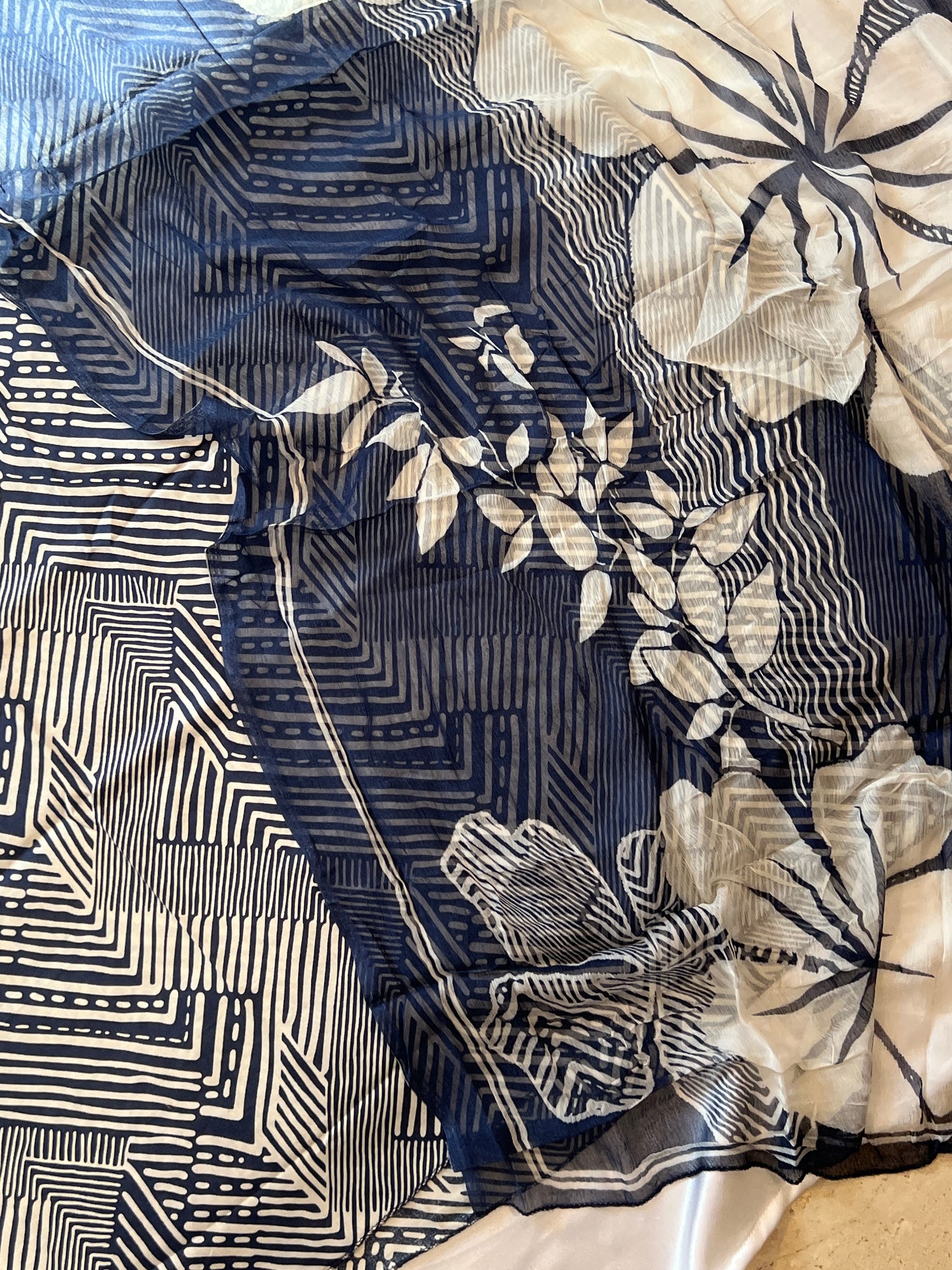 BLUE MA PURE COTTON EMBROIDERY SUIT