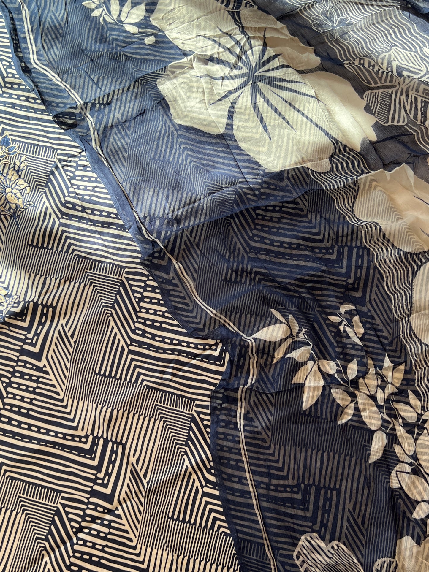 BLUE MA PURE COTTON EMBROIDERY SUIT