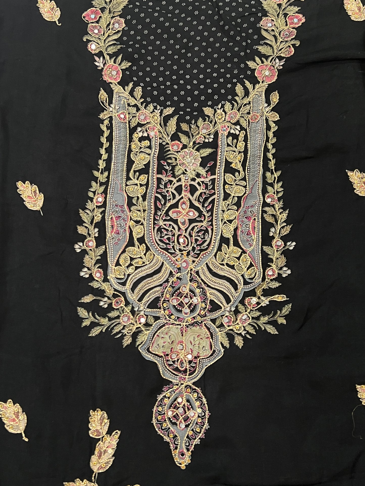 BLACK PURE MUSLIN EMBROIDERY SUIT 137