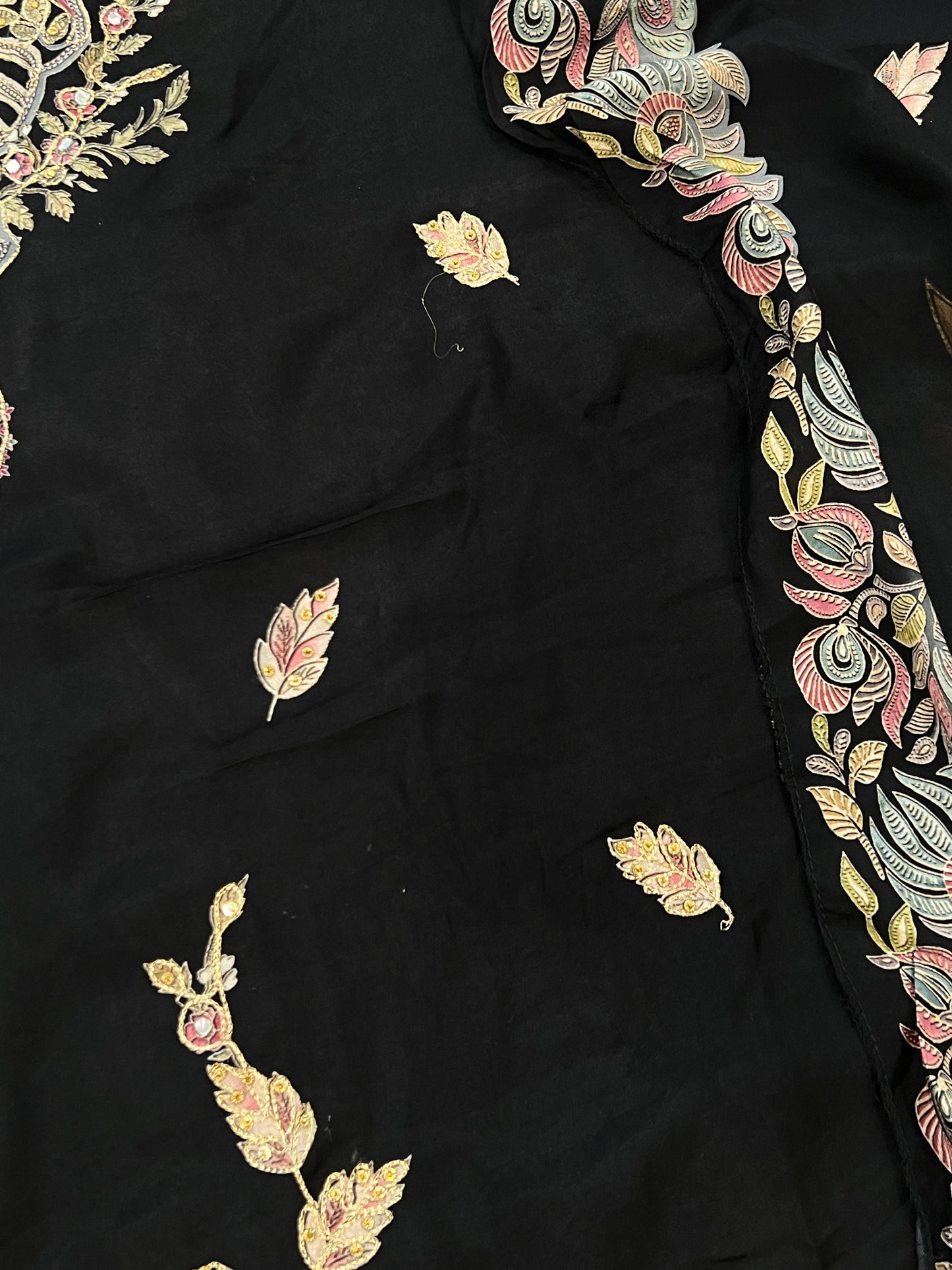 BLACK PURE MUSLIN EMBROIDERY SUIT 137