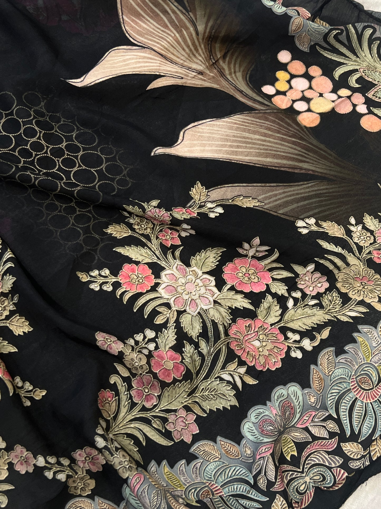 BLACK PURE MUSLIN EMBROIDERY SUIT 137