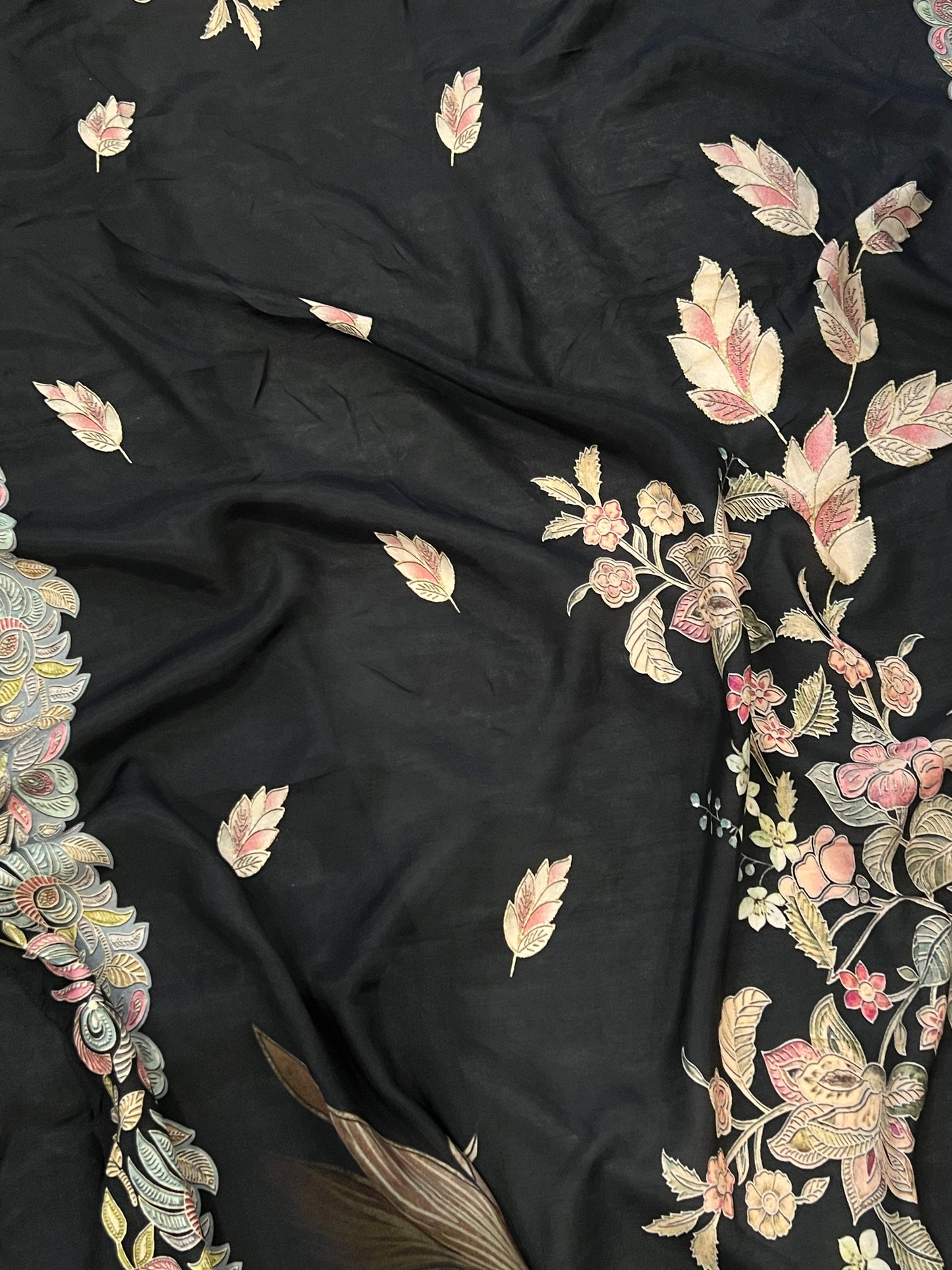 BLACK PURE MUSLIN EMBROIDERY SUIT 137