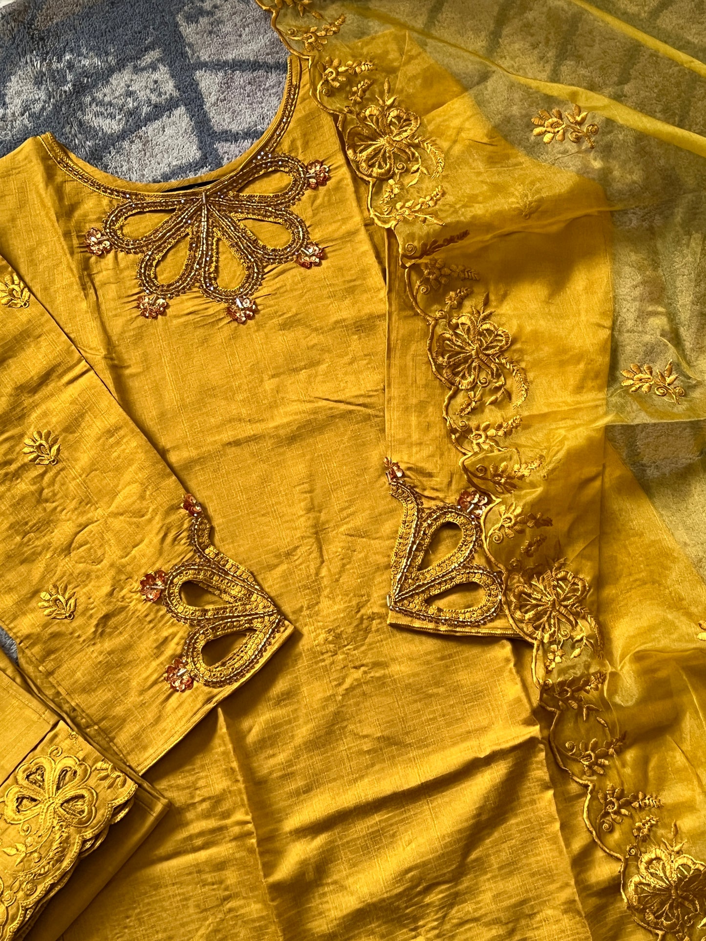 SABA MUSTERD CUTWORK EMBROIDERY SUIT 2