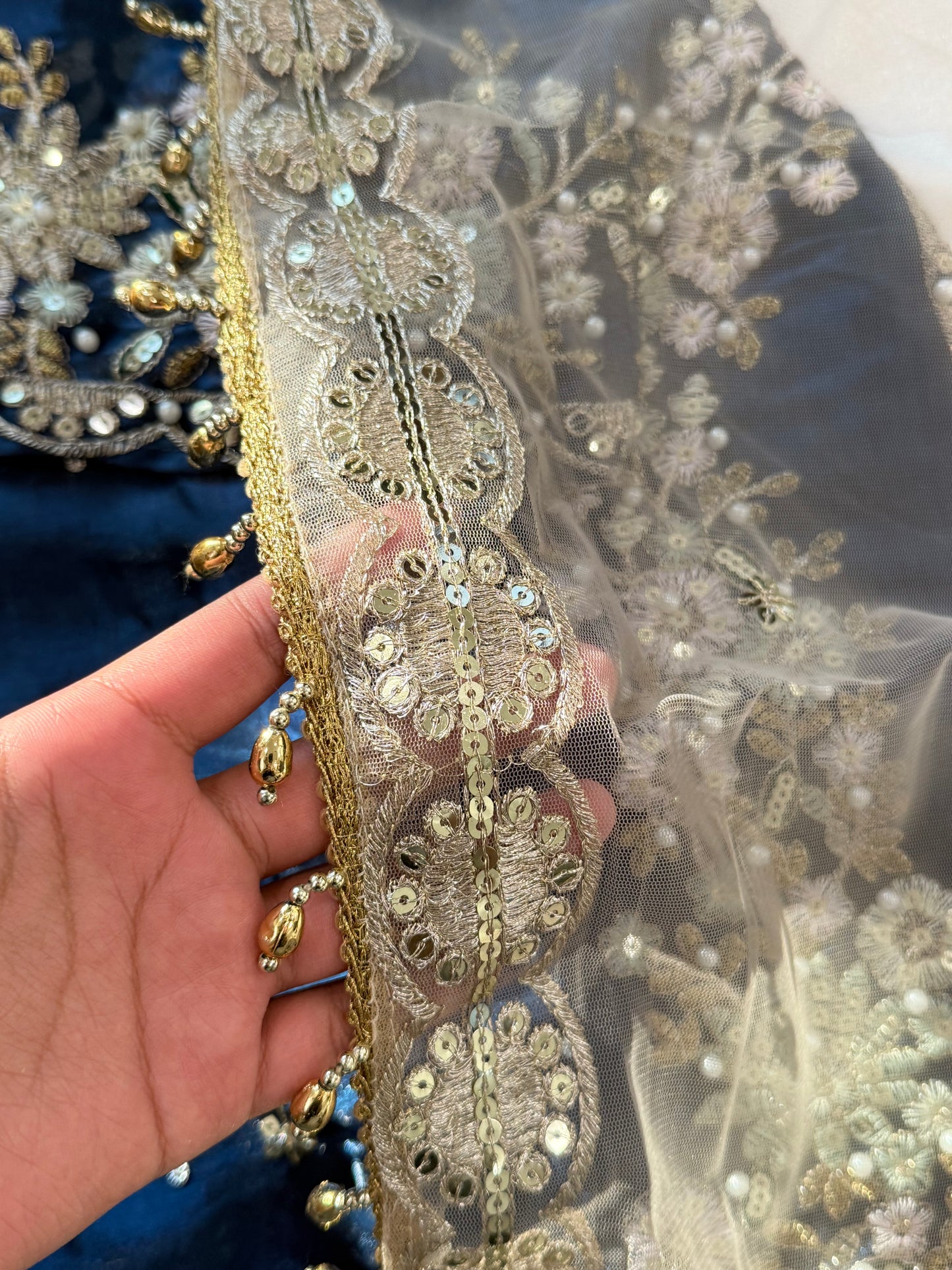 JIMMY CHOO BLUE READYMADE EMBROIDERY SUIT 1 Q