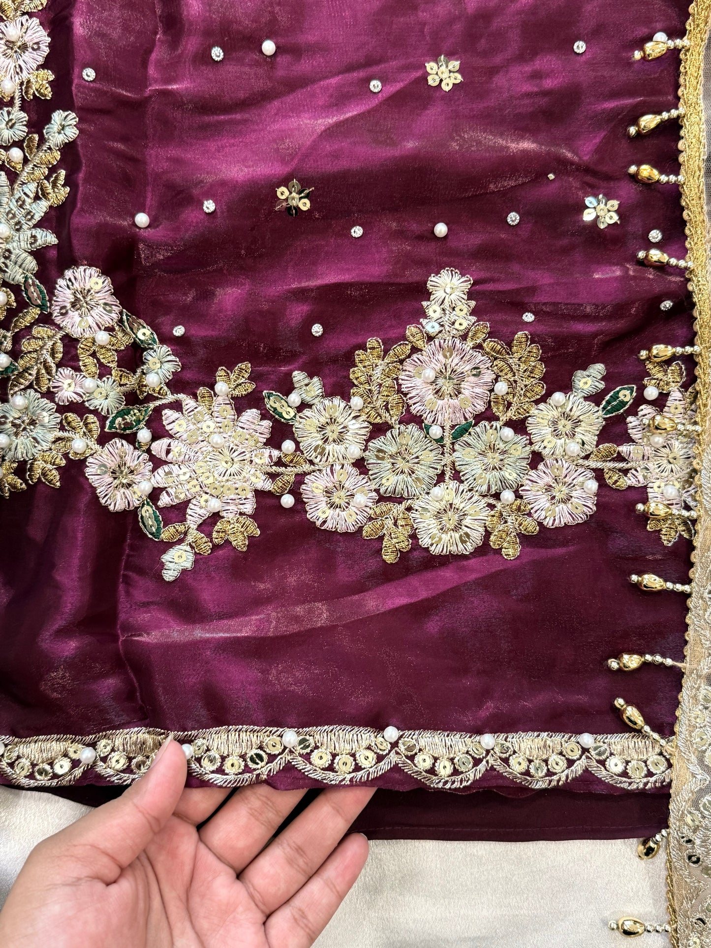 JIMMY CHOO WINE READYMADE EMBROIDERY SUIT 4 Q