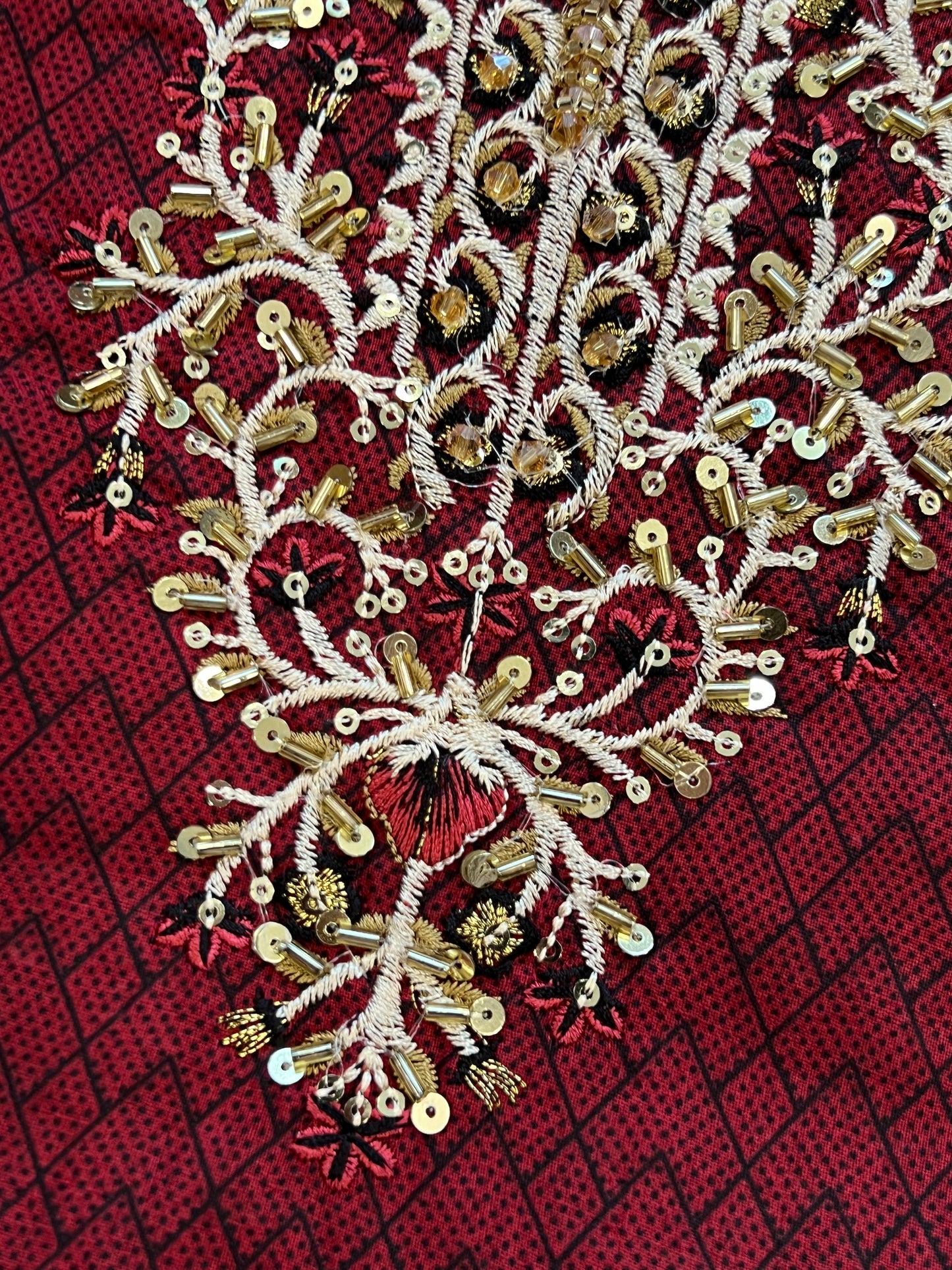 NOORE MAROON COTTON EMBROIDERY SUIT