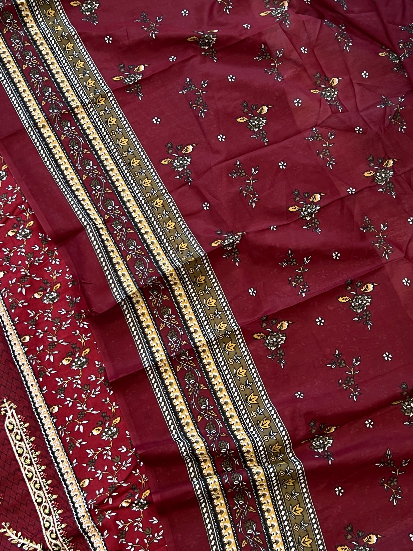 NOORE MAROON COTTON EMBROIDERY SUIT