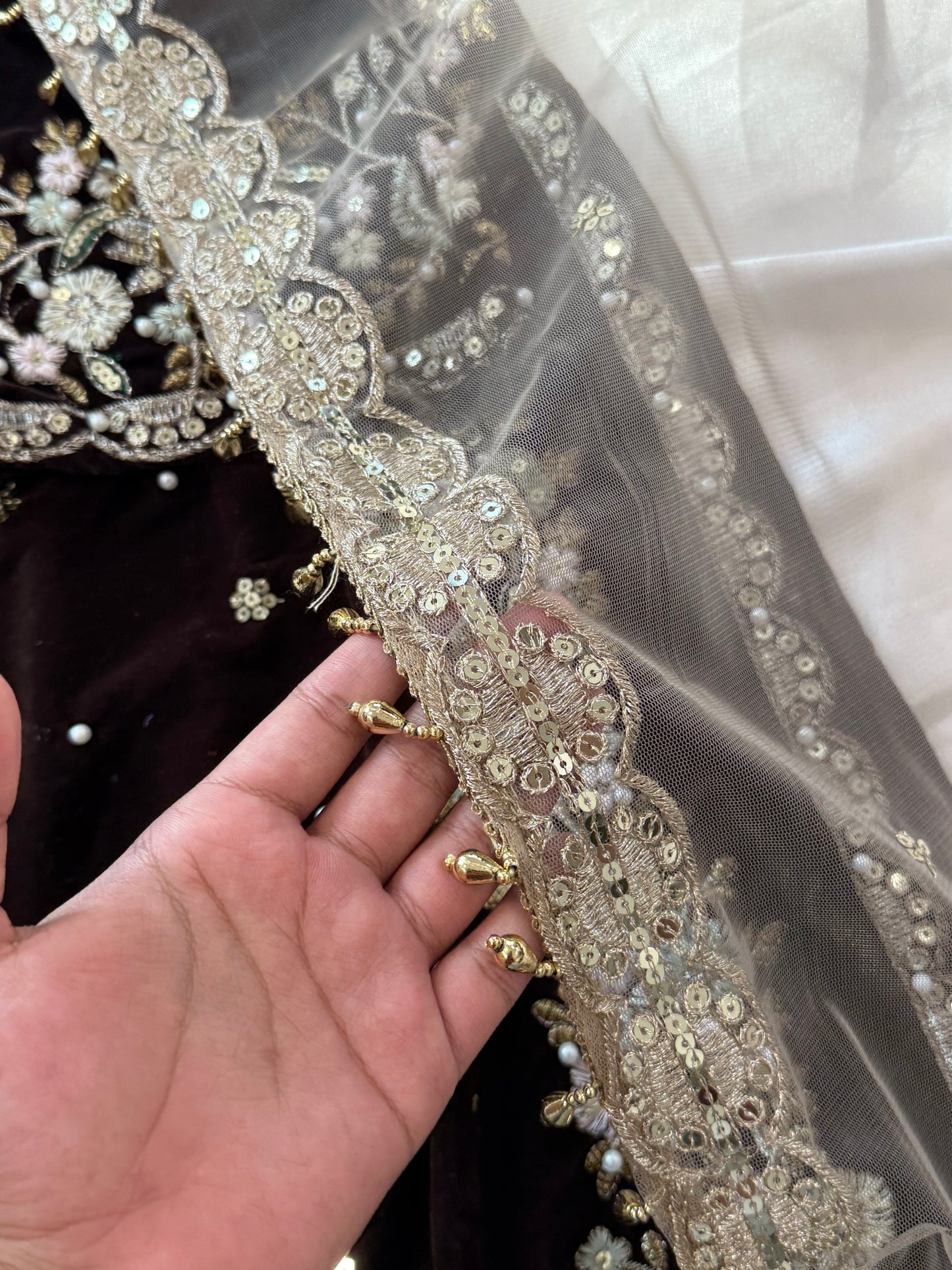 JIMMY CHOO BROWN VELVET READYMADE SUIT 6 Q