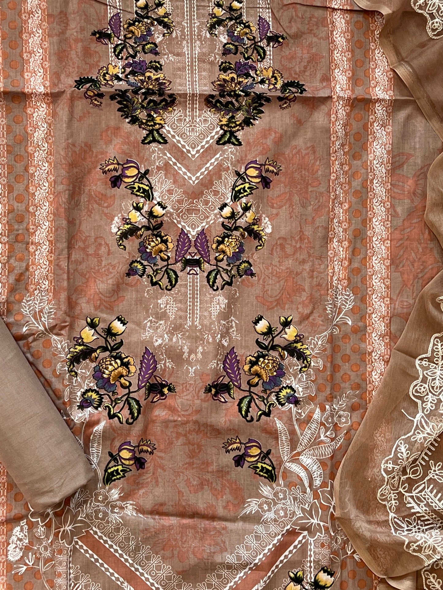 HARSHA PEACH COTTON PATCH SUIT