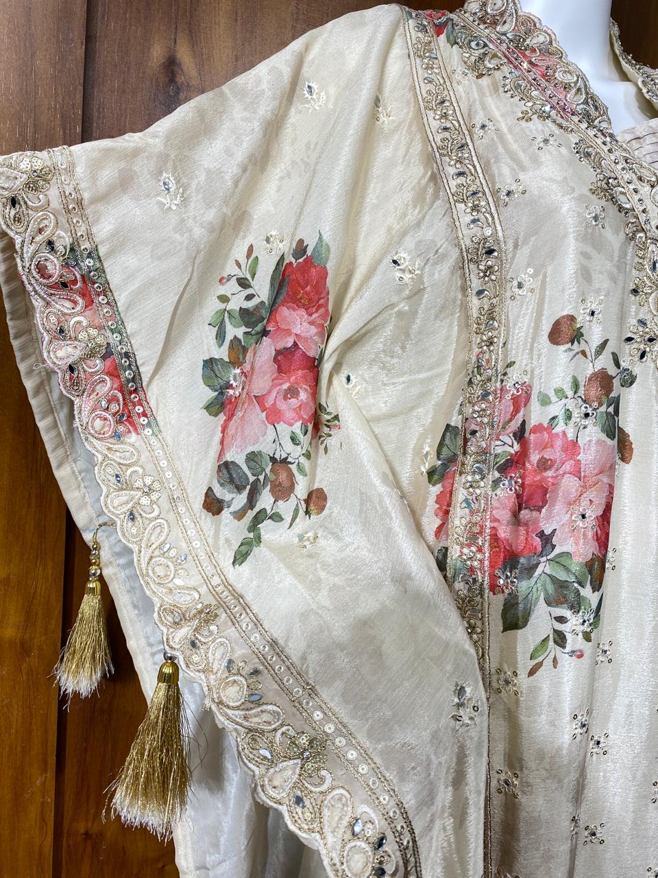 ZARQASH OFF WHITE READYMADE KAFTAN Q