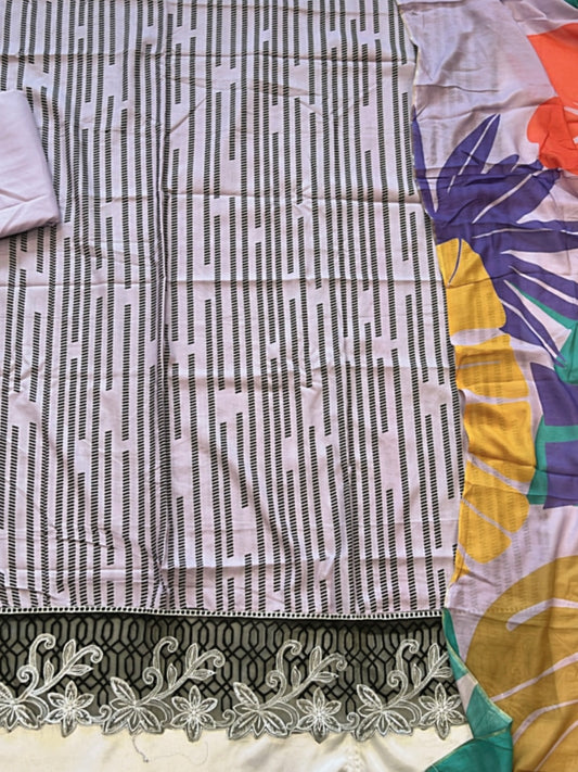PURPLE MAHAM SOFT COTTON EMBROIDER SUIT