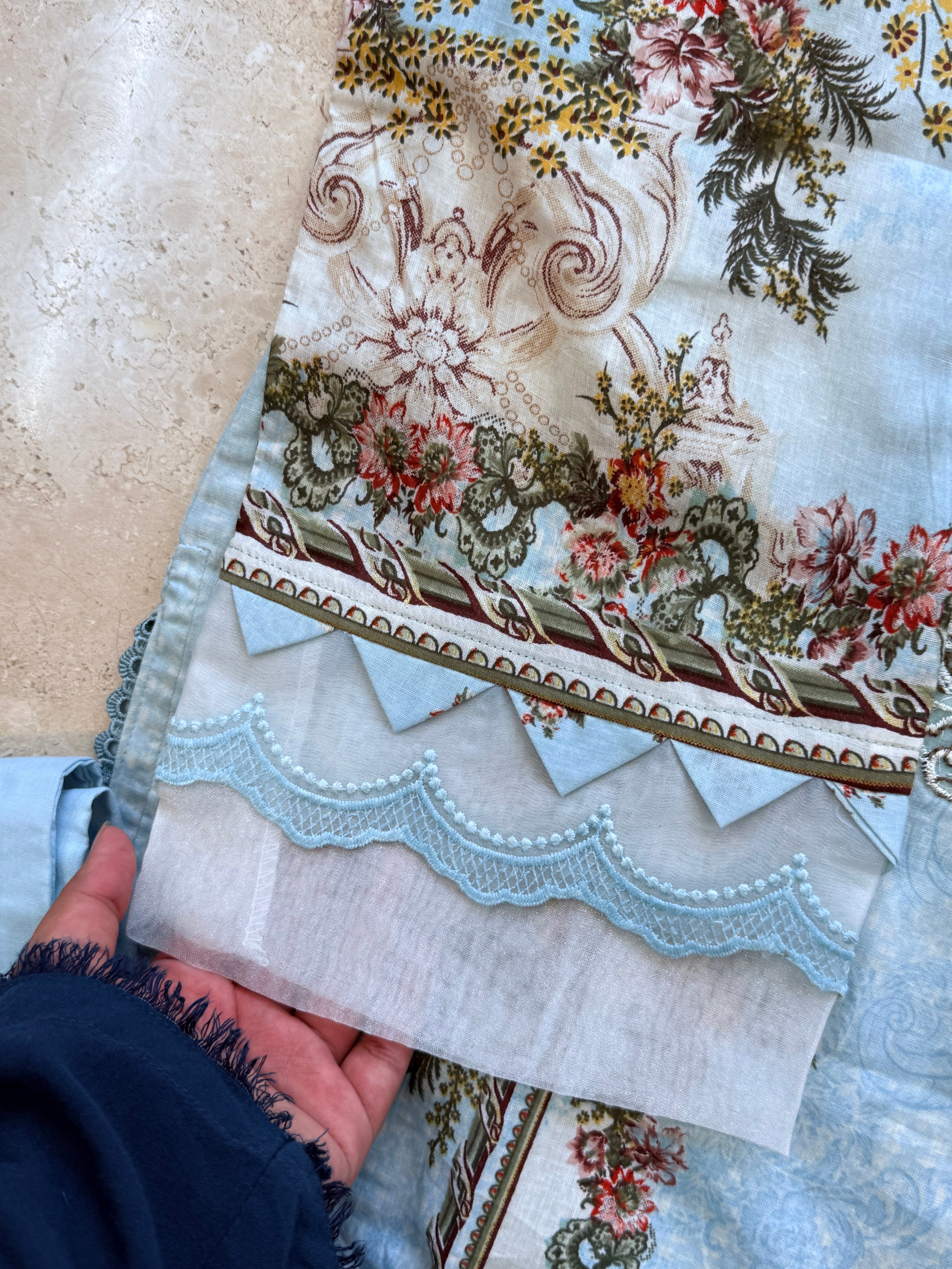 SKY BLUE PATCH READYMADE SUIT
