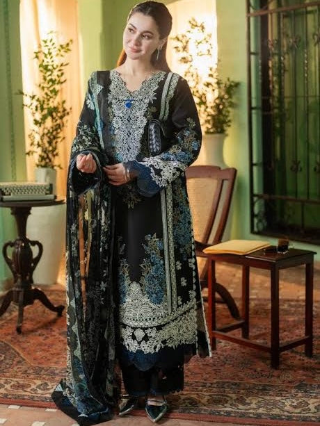 BLACK HANIA LAWN COTTON EMBROIDERY SUIT 2003