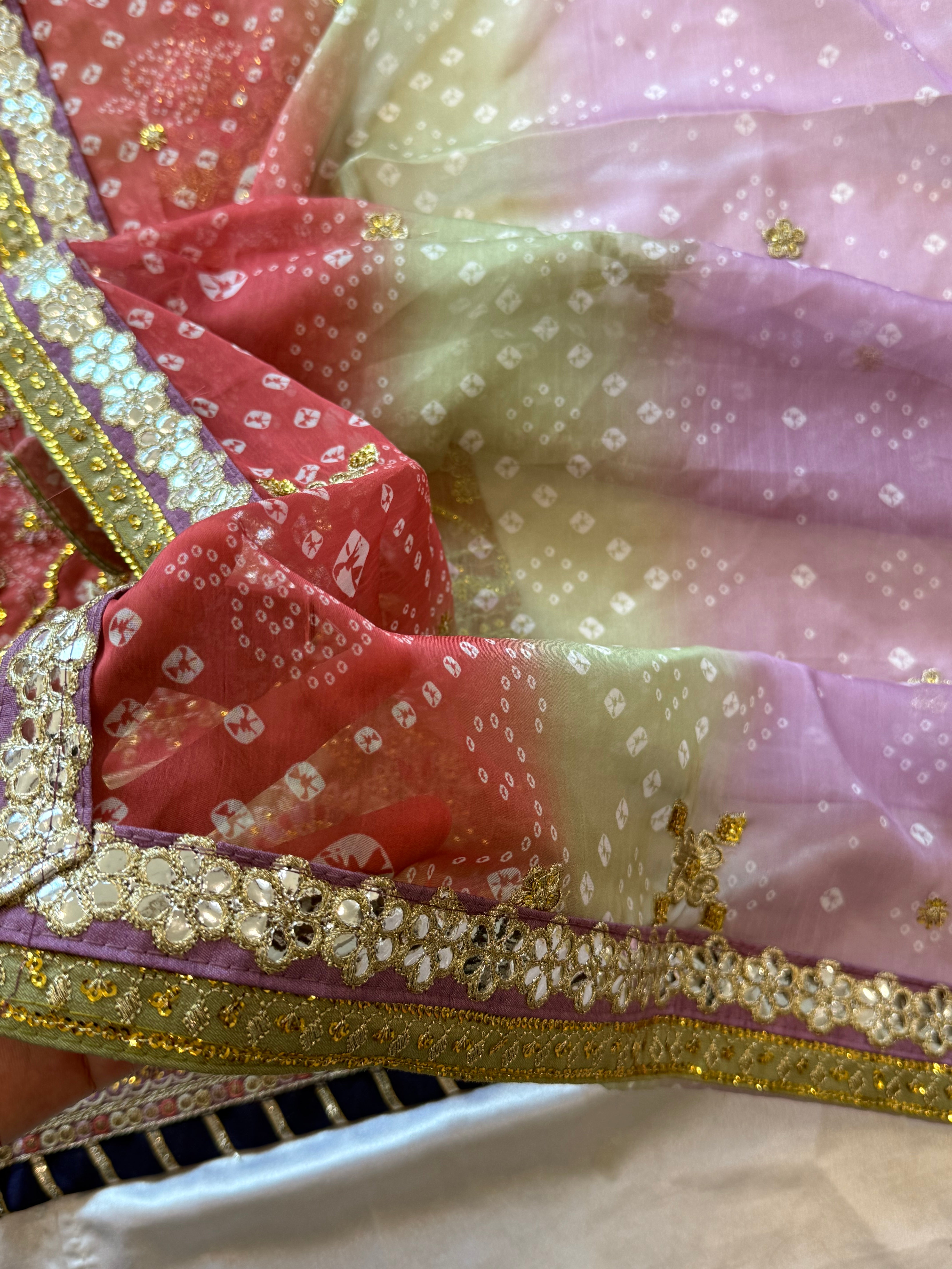 BRIDAL SHADED CHIFFON EMBROIDERED SUIT 5