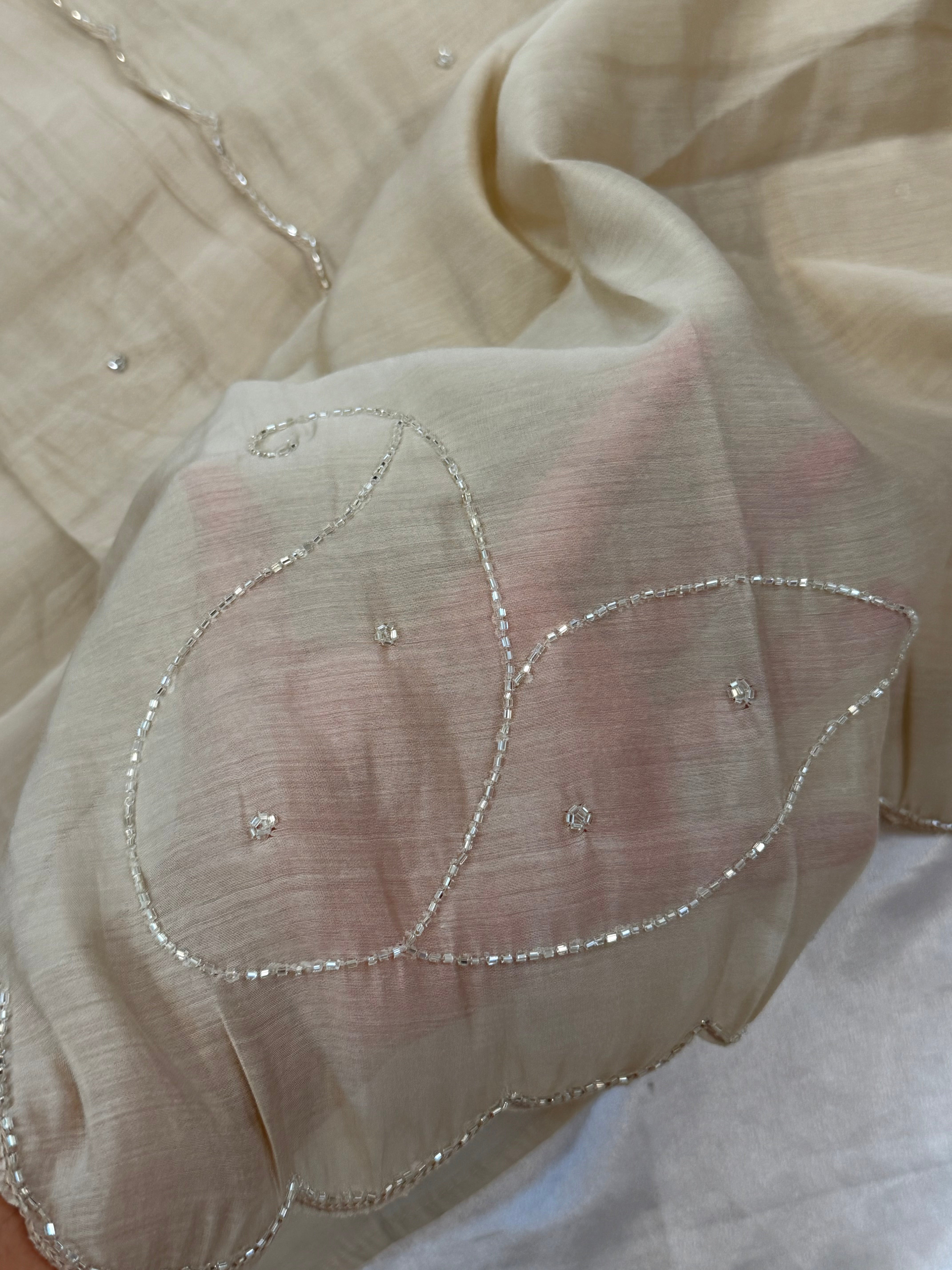 BEIG HANDWORK FROCK 7001 Q