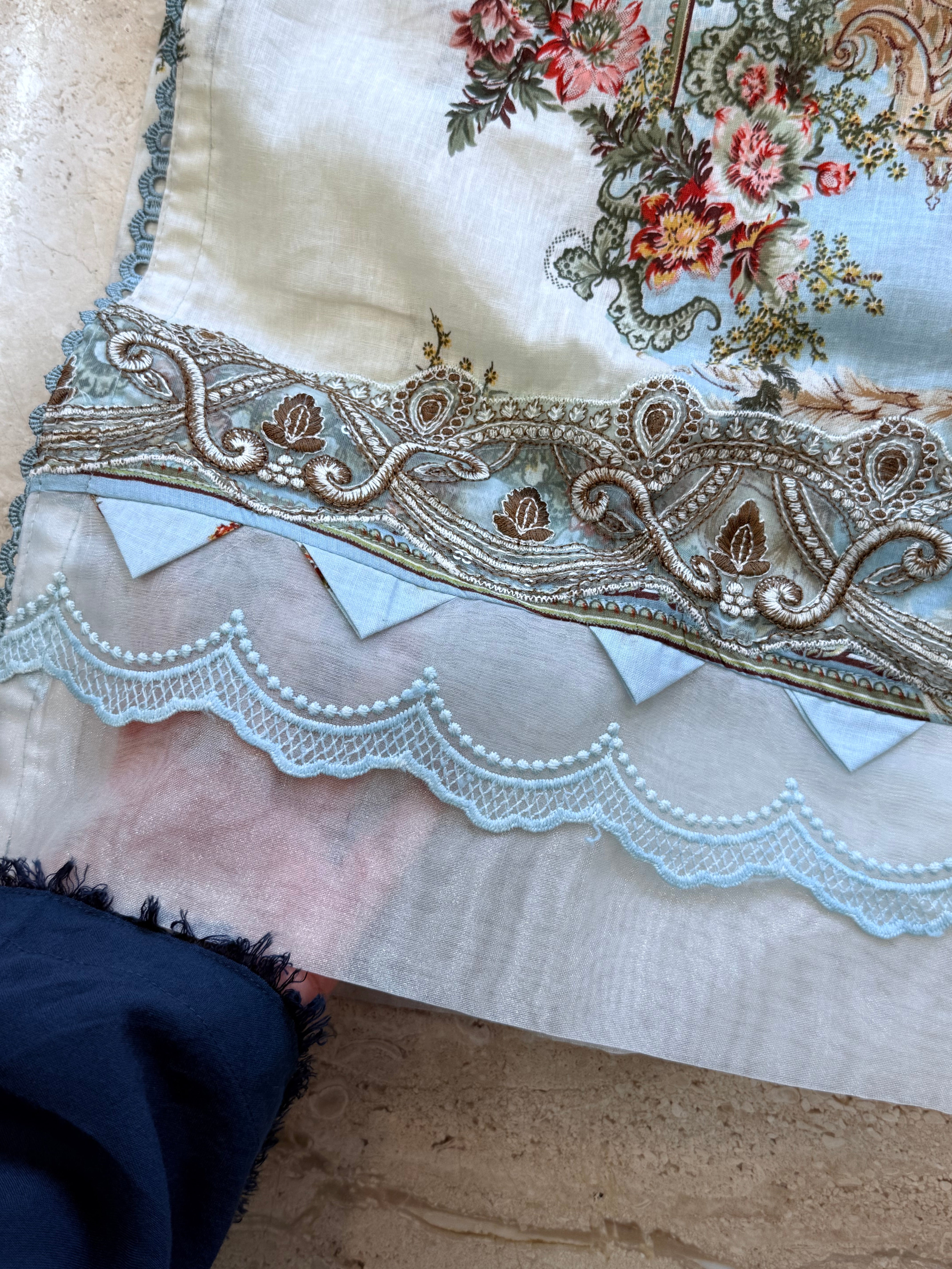 SKY BLUE PATCH READYMADE SUIT