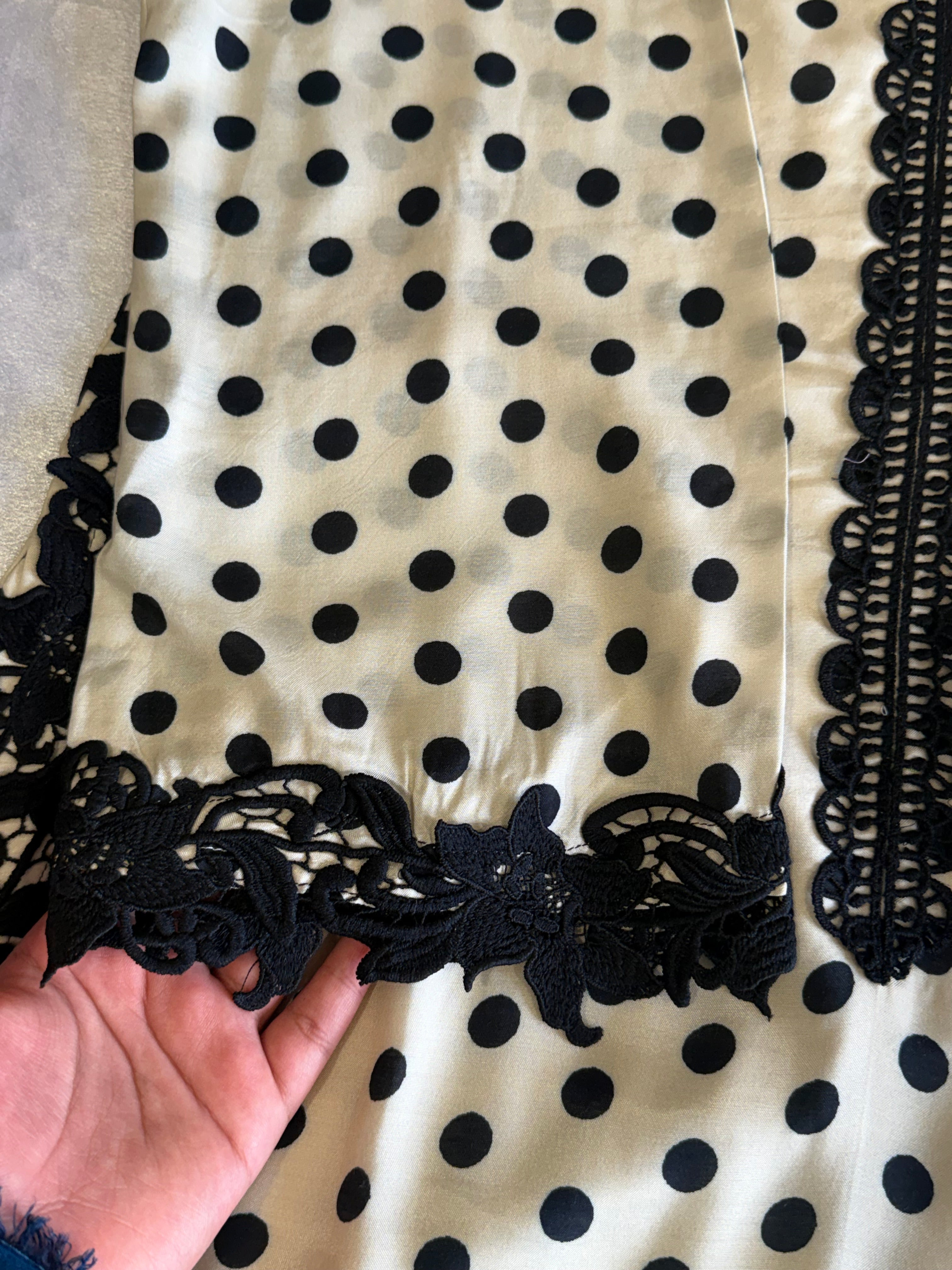 POLKA MUSLIN LONG KAFTAN SUIT Q