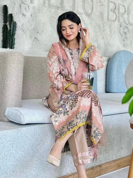 HARSHA PEACH COTTON PATCH SUIT