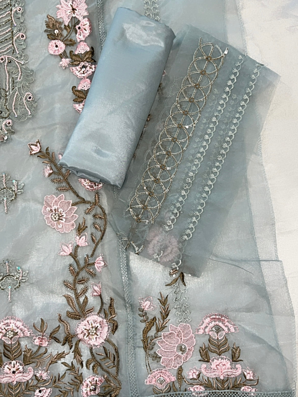 MOTIVE PASTEL BLUE ORGANZA SUIT