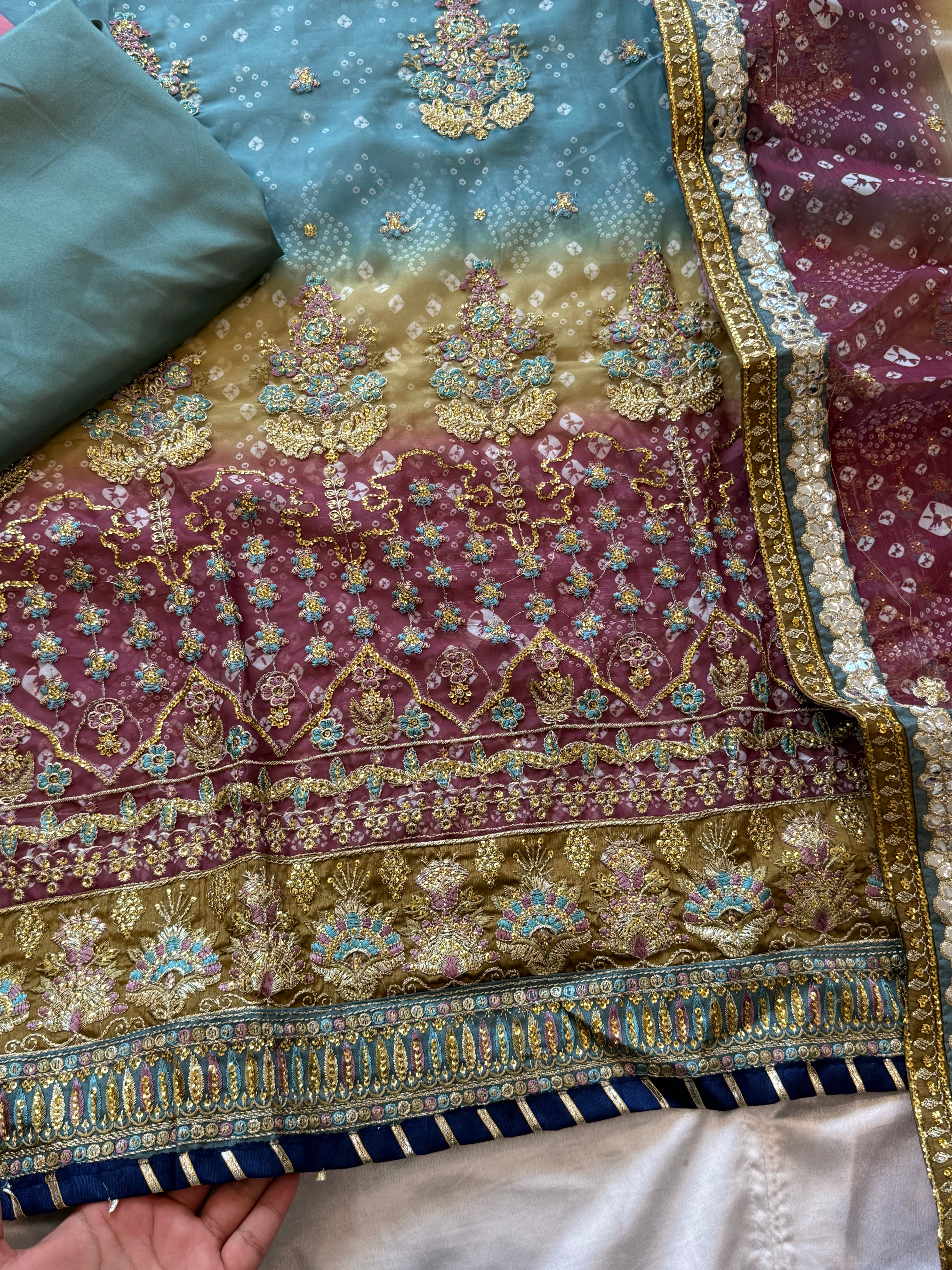 BRIDAL SHADED CHIFFON EMBROIDERED SUIT 2