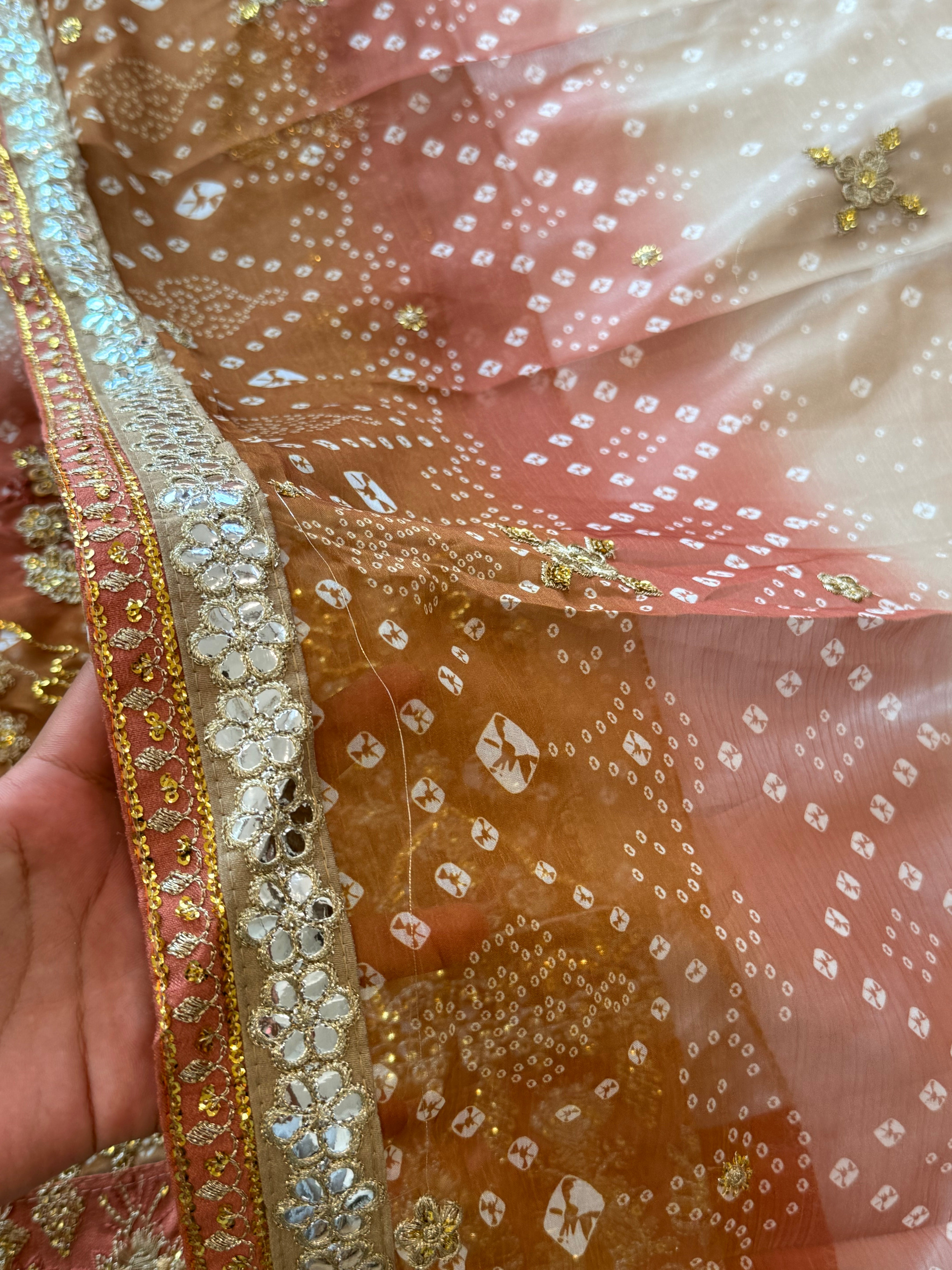 BRIDAL SHADED CHIFFON EMBROIDERED SUIT 1