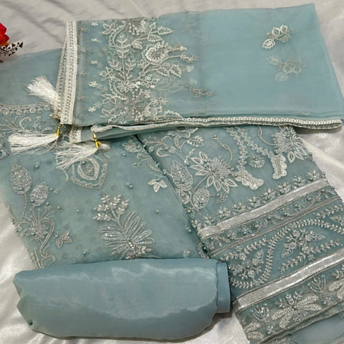 SABA SKY BLUE ORGANZA SUIT