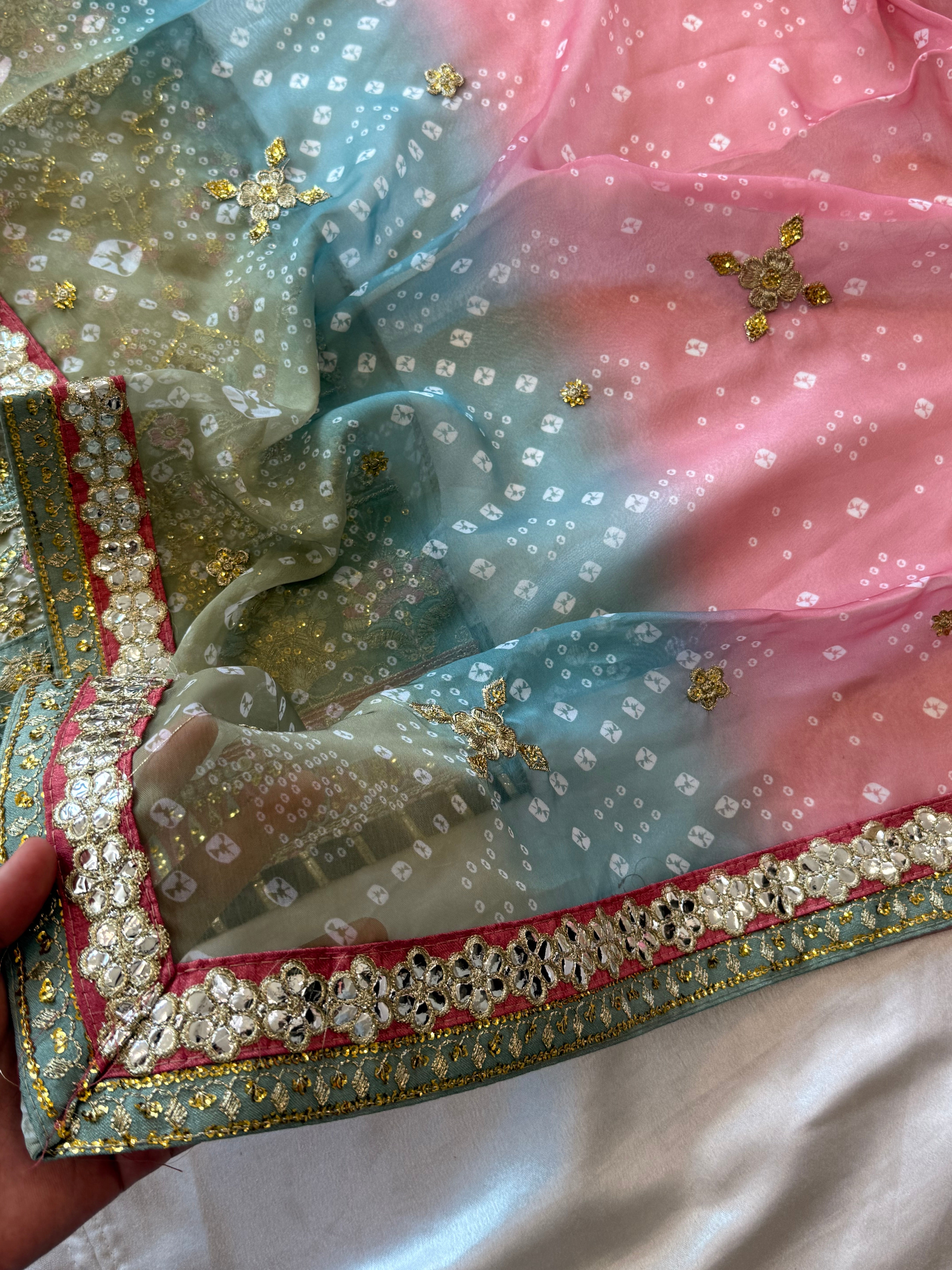 BRIDAL SHADED CHIFFON EMBROIDERED SUIT 3