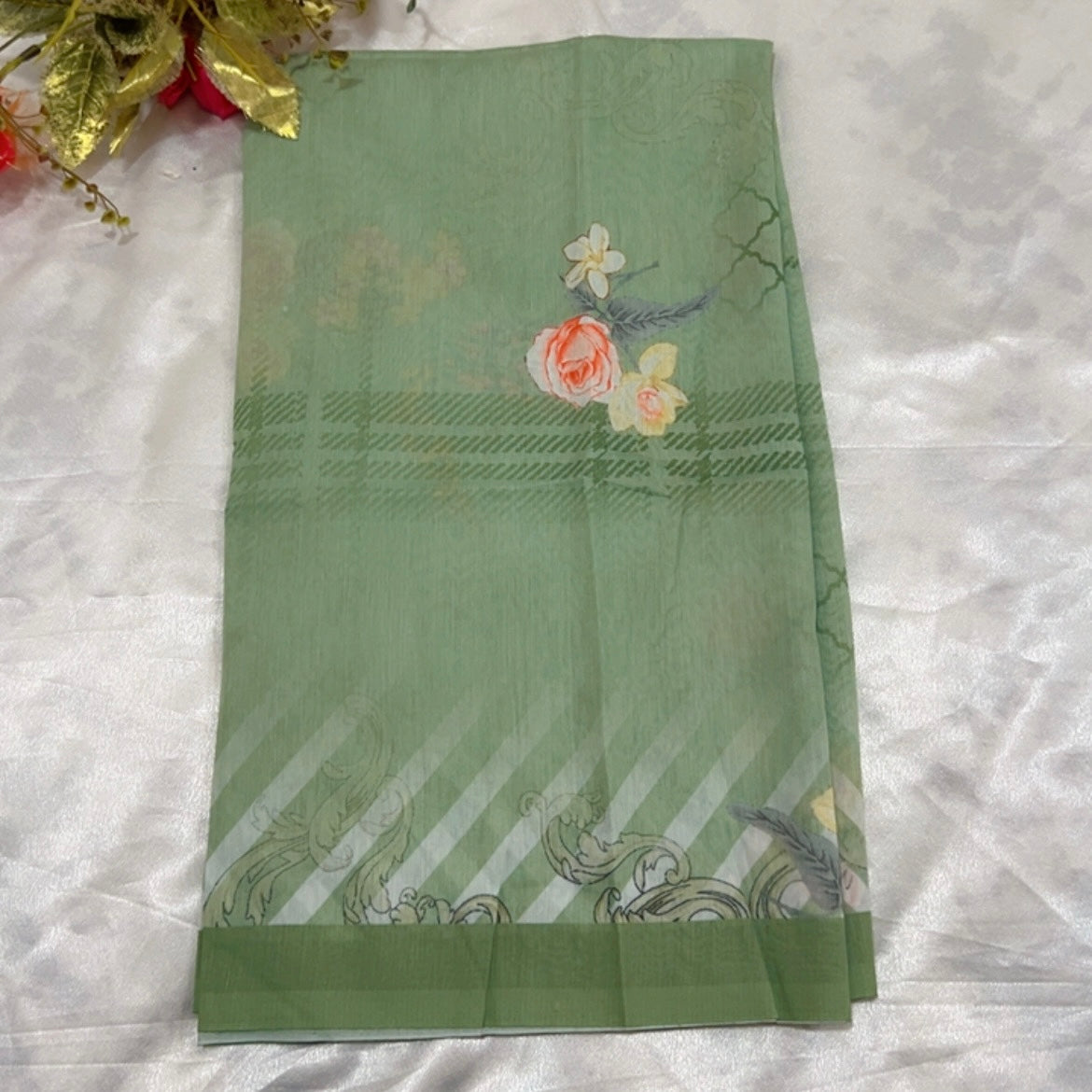 GREEN AAYKA COTTON EMBROIDERY SUIT