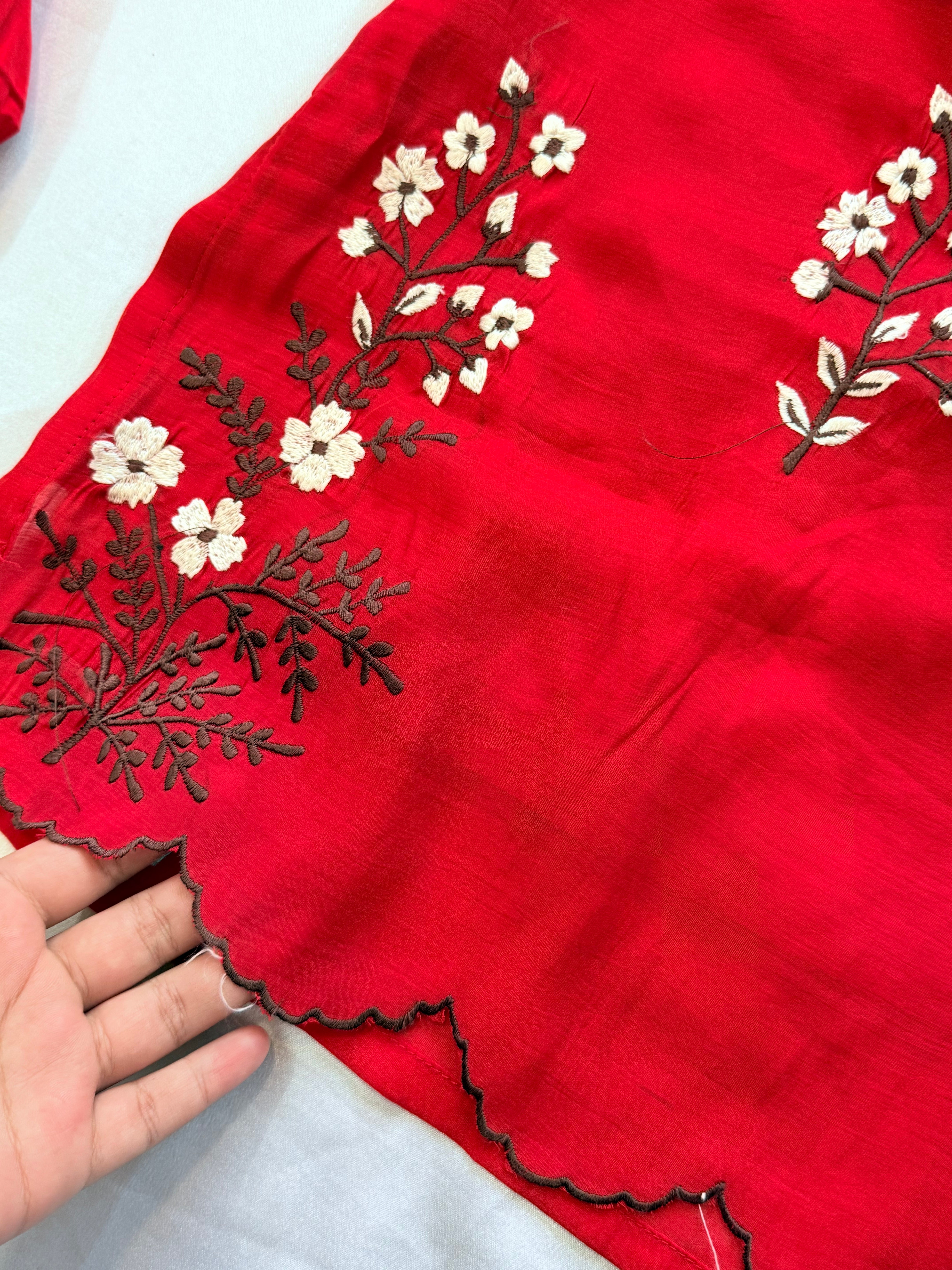RED COTTON FARSHI SUIT Q