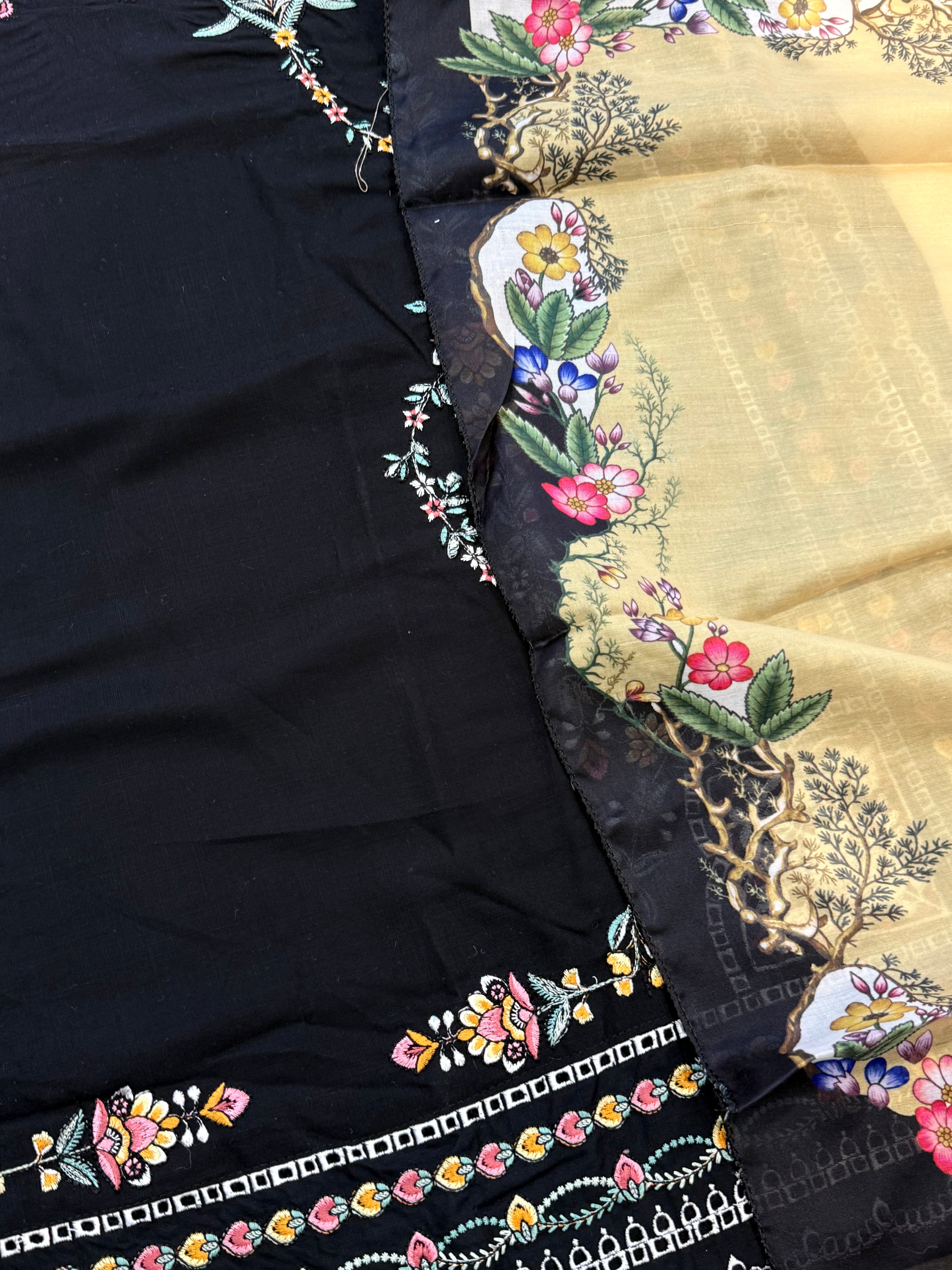 BLACK JUGNU LAWN EMBROIDERY SUIT