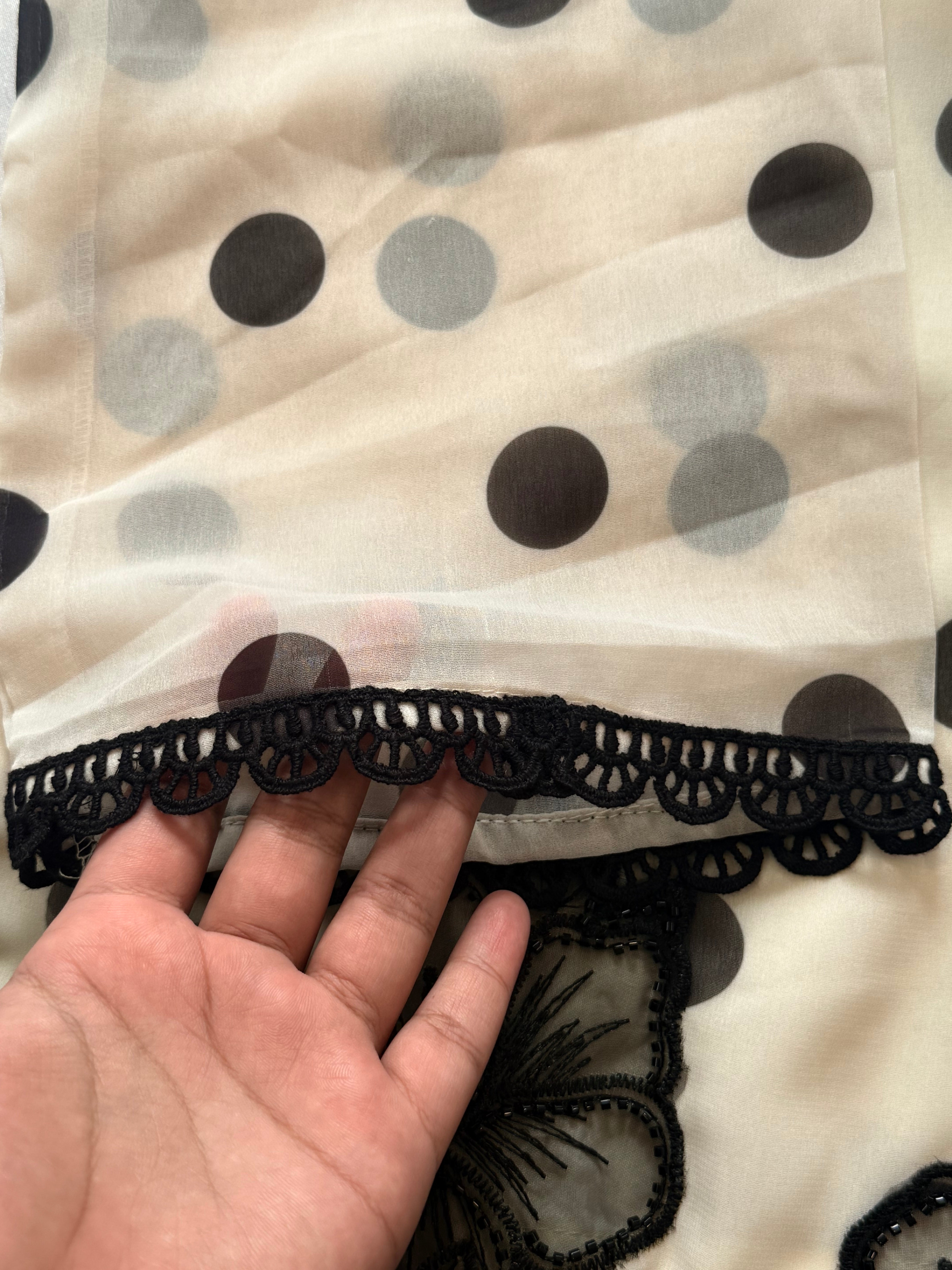 POLKA DOT GEAOGETTE FARSHI SHALWAR SUIT Q